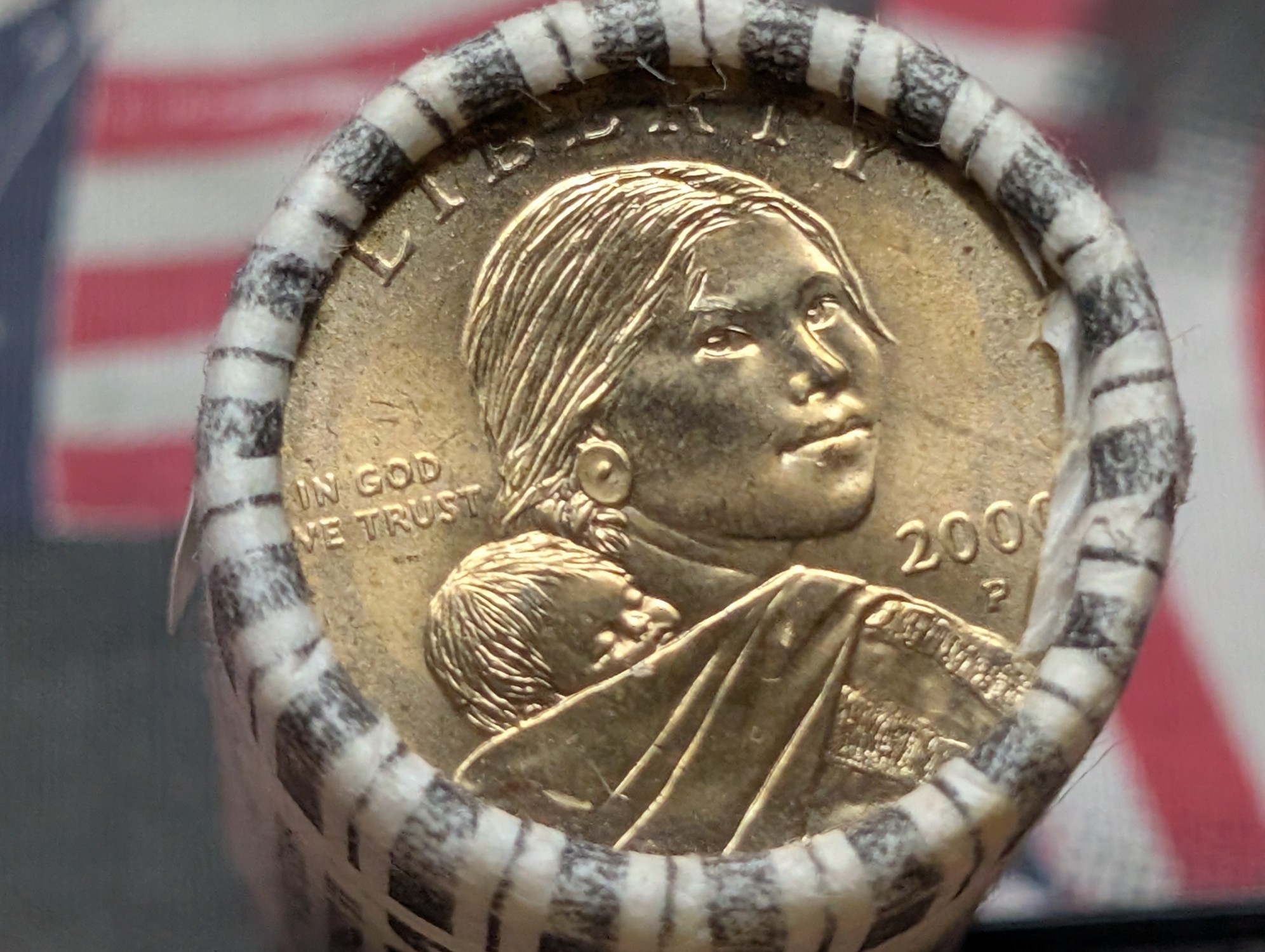 $25 Bank Roll of 2000 Sacagawea Dollars