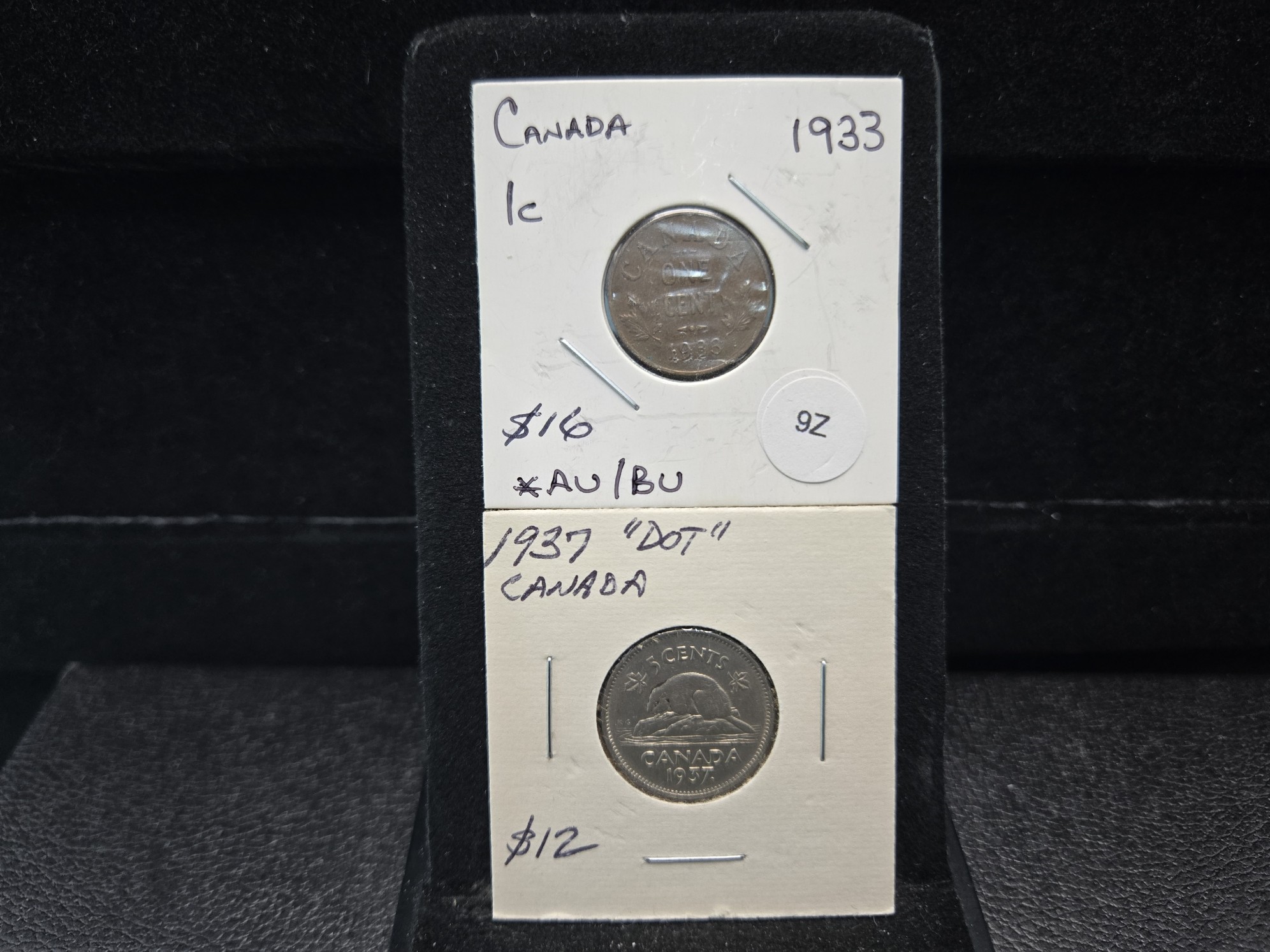 1933 Canada Small Cent & 1937 "Dot" Canada Nickel
