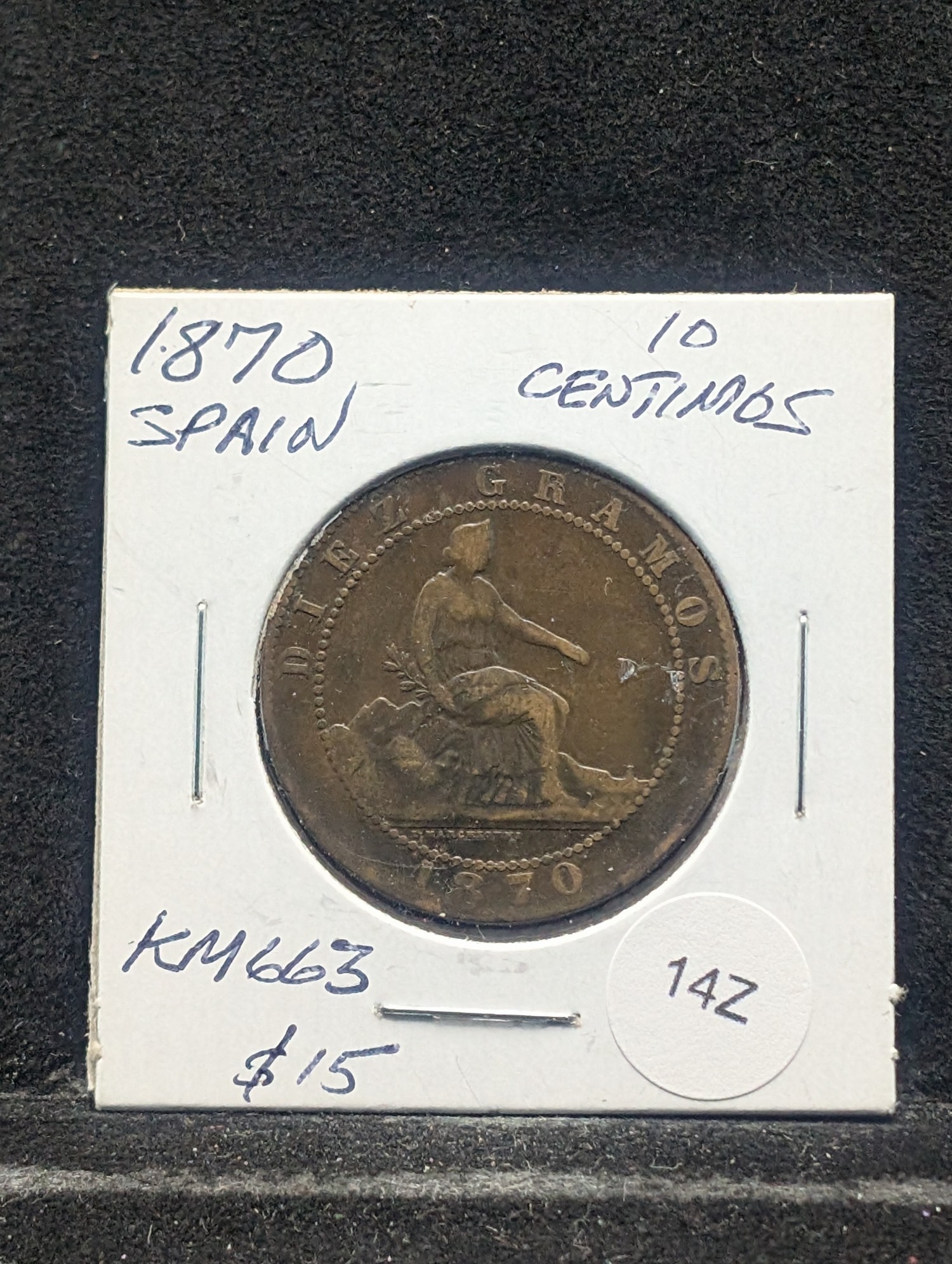 1870 Spain Ten Centimos