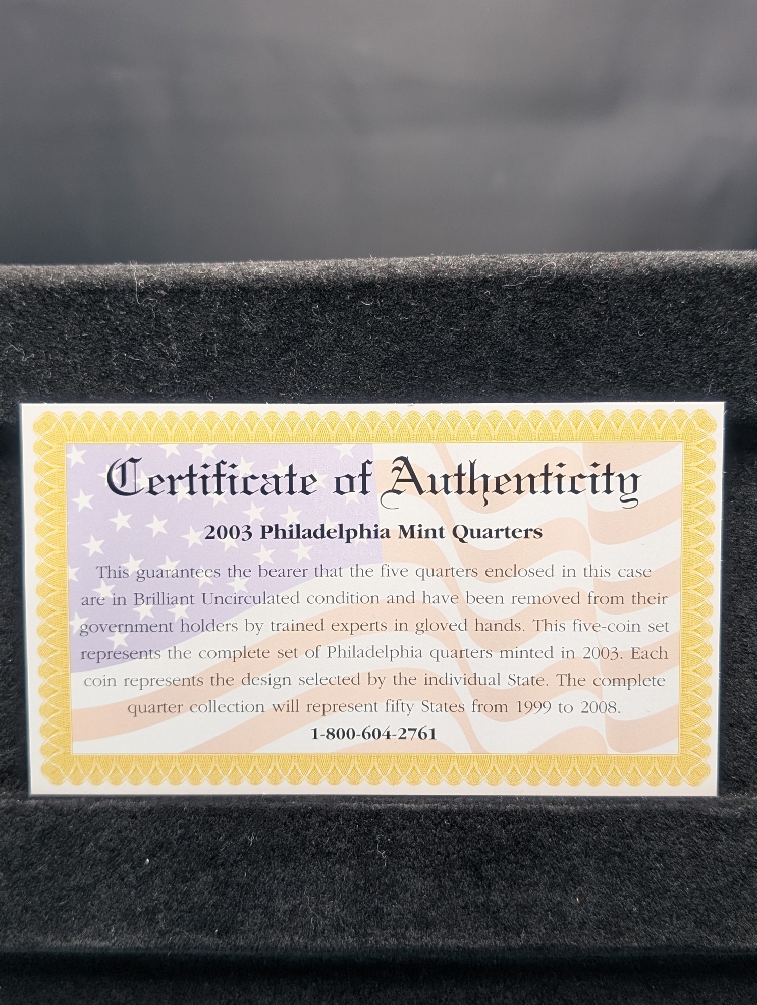 2003-P Only U.S. Mint Edition State Quarter Collection in Original Packaging w/ COA