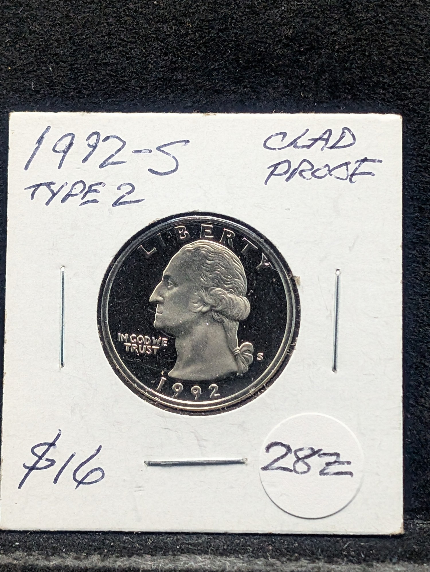 1992-S Type 2 "Clad Proof" Washington Quarter