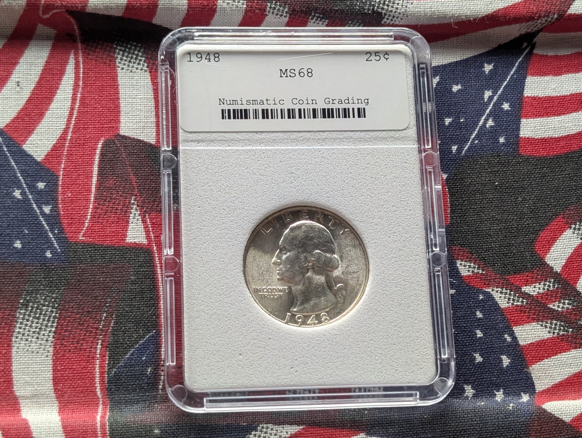 1948 Washington 90% Silver Quarter - NCG Cert. MS68 - (NOT NGC)