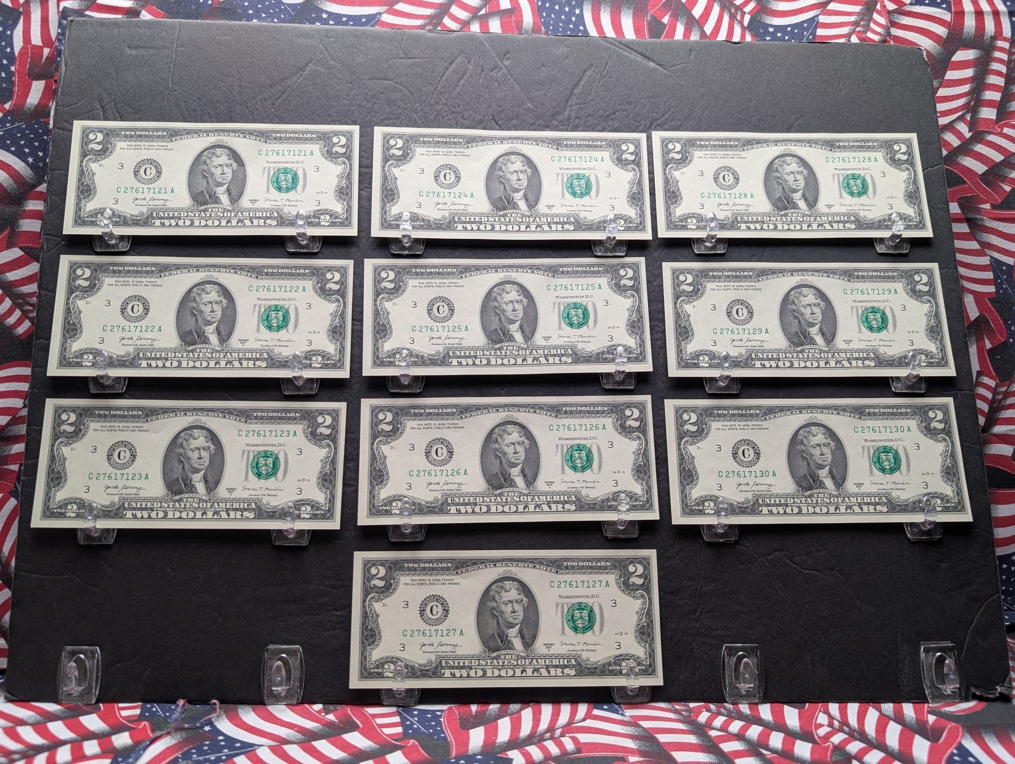 (10) 2017 A Series $2.00 Notes w/ Sequential Serial #'s - UNC