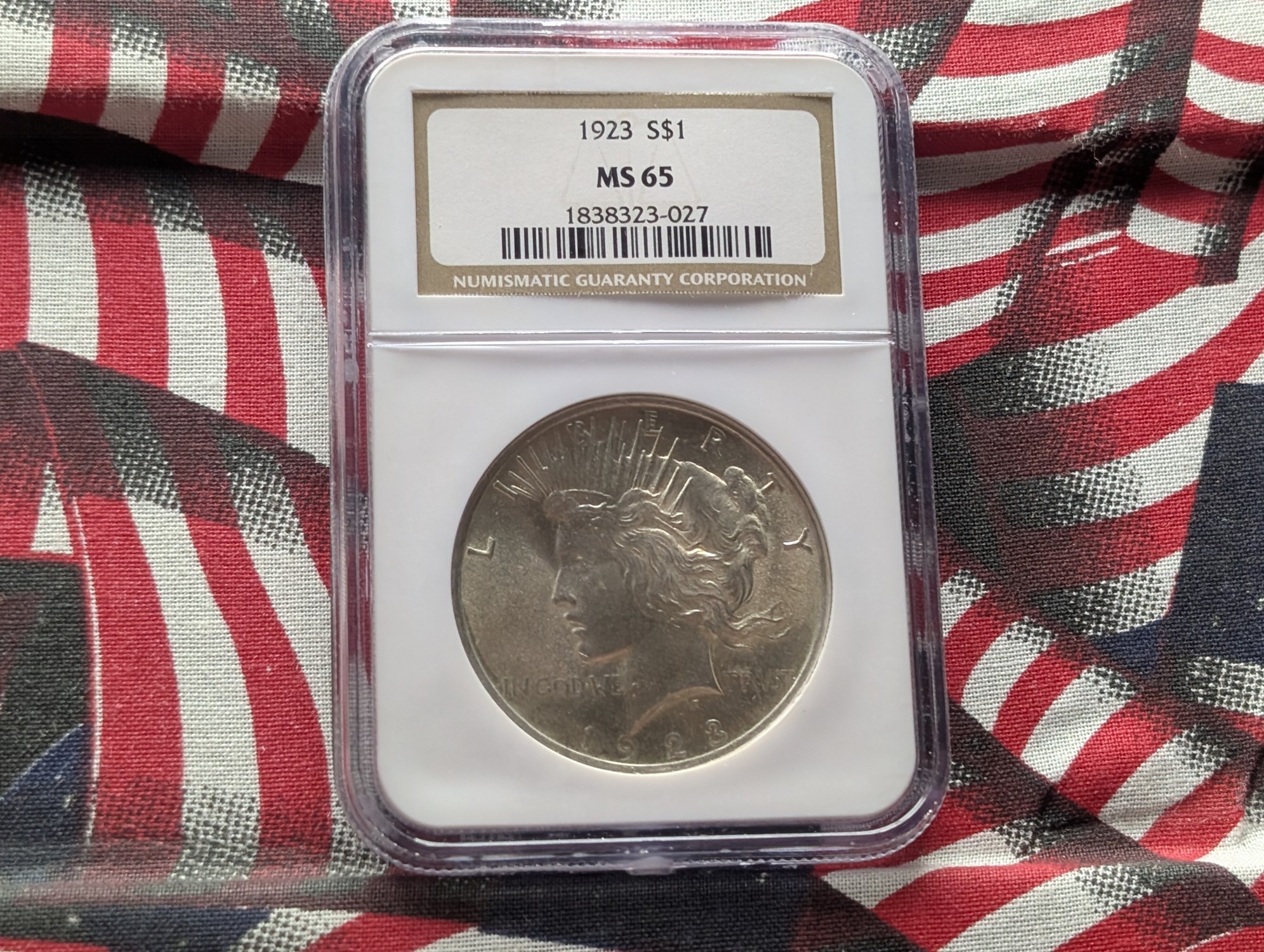 1923 Peace 90% Silver Dollar - NGC MS65