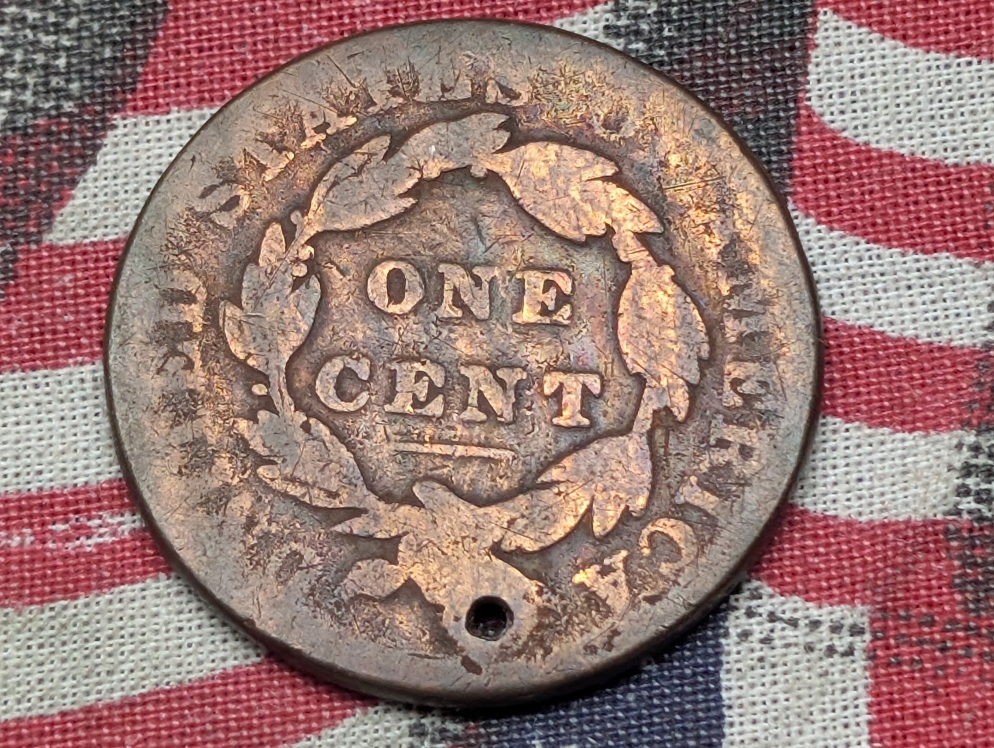 1833 Coronet Head Large Cent (Holed)