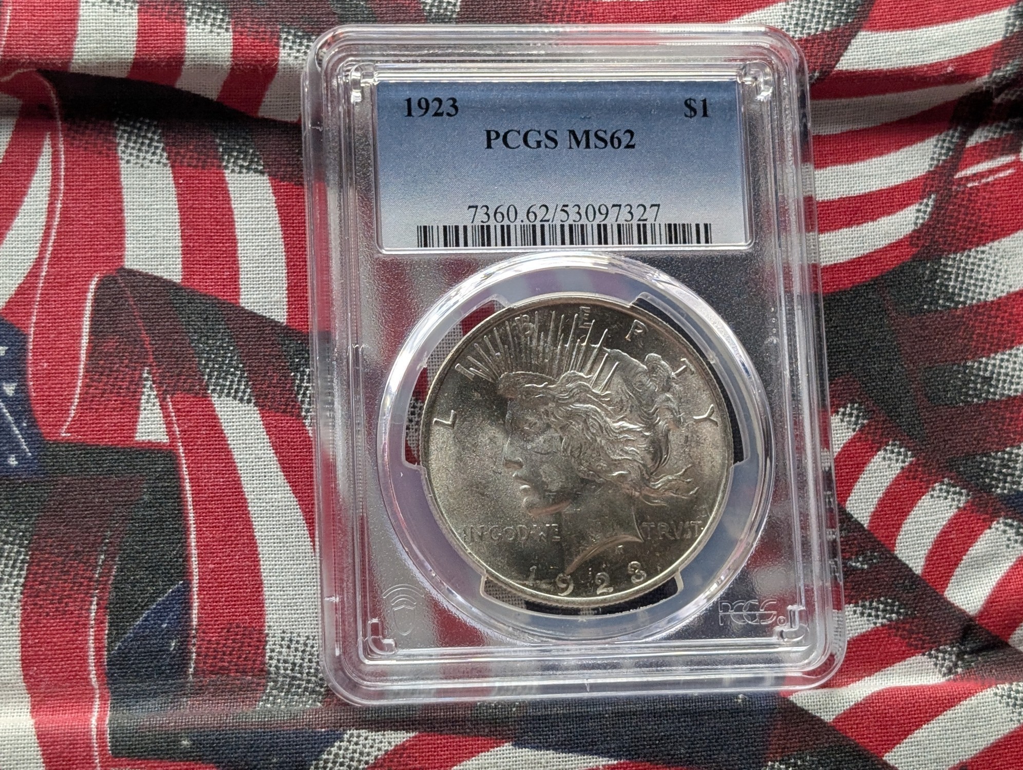 1923 Peace 90% Silver Dollar - PCGS MS62