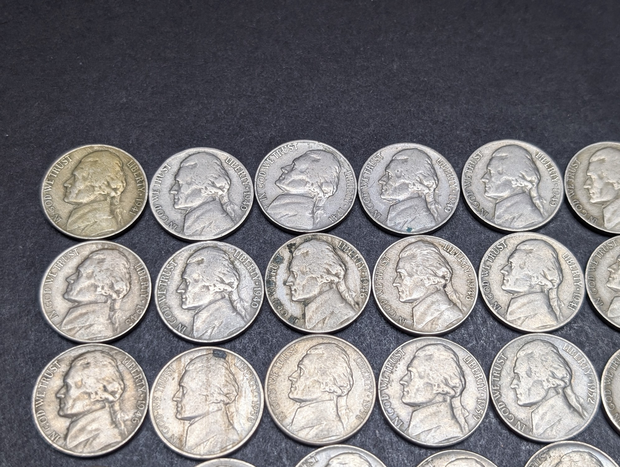 (50) Assorted Mixed Date Jefferson Nickels, No Key Dates
