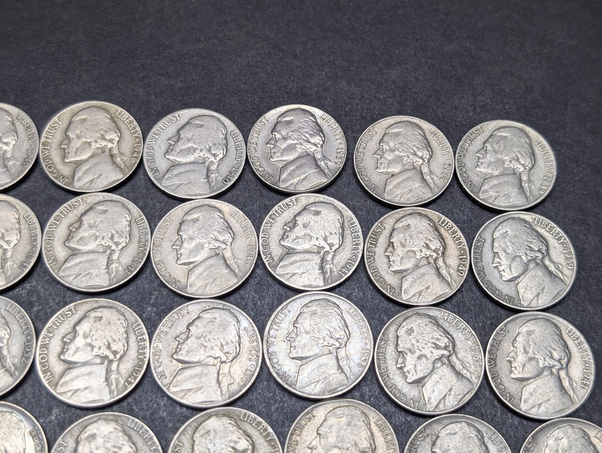 (50) Assorted Mixed Date Jefferson Nickels, No Key Dates