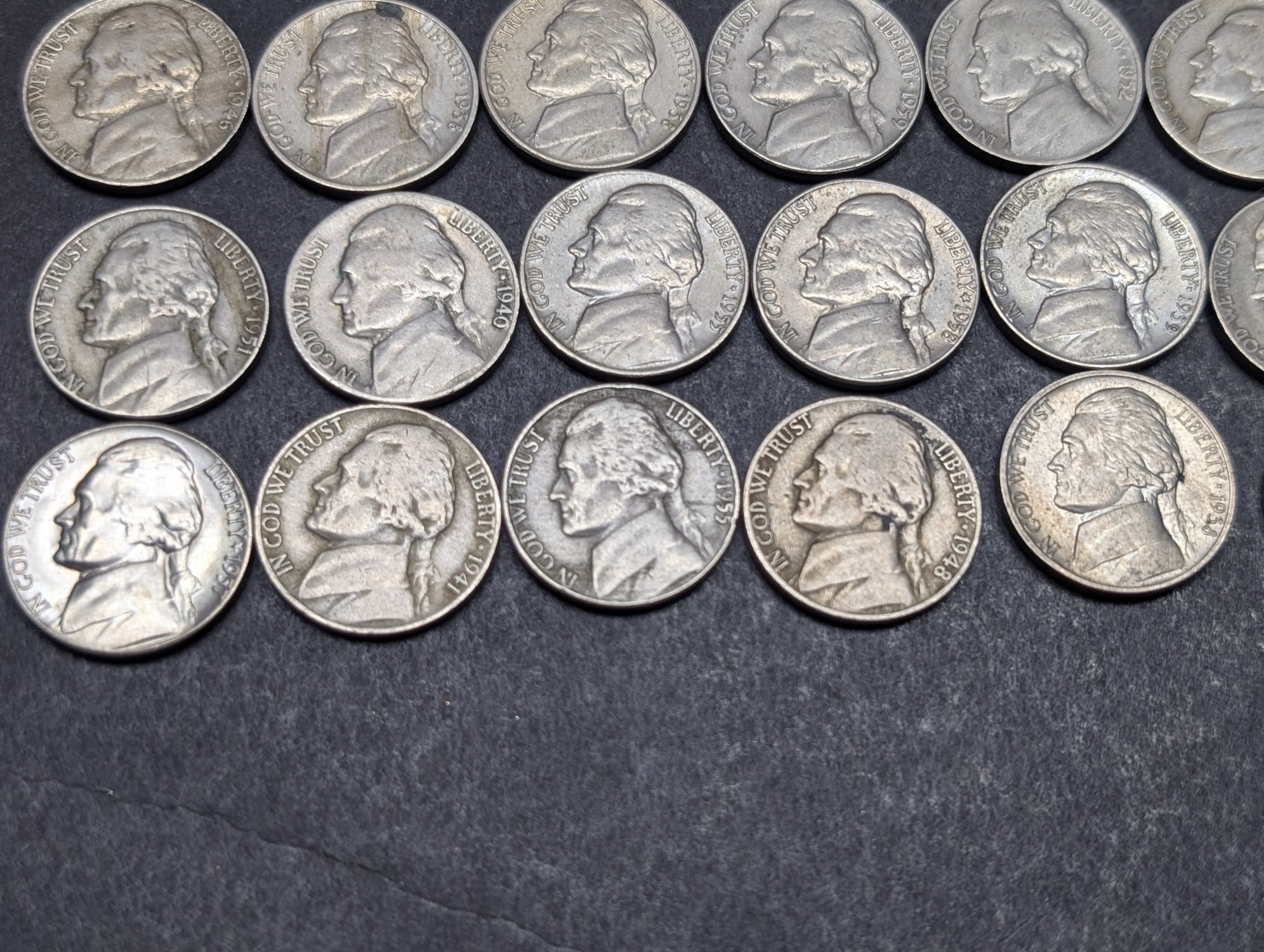 (50) Assorted Mixed Date Jefferson Nickels, No Key Dates