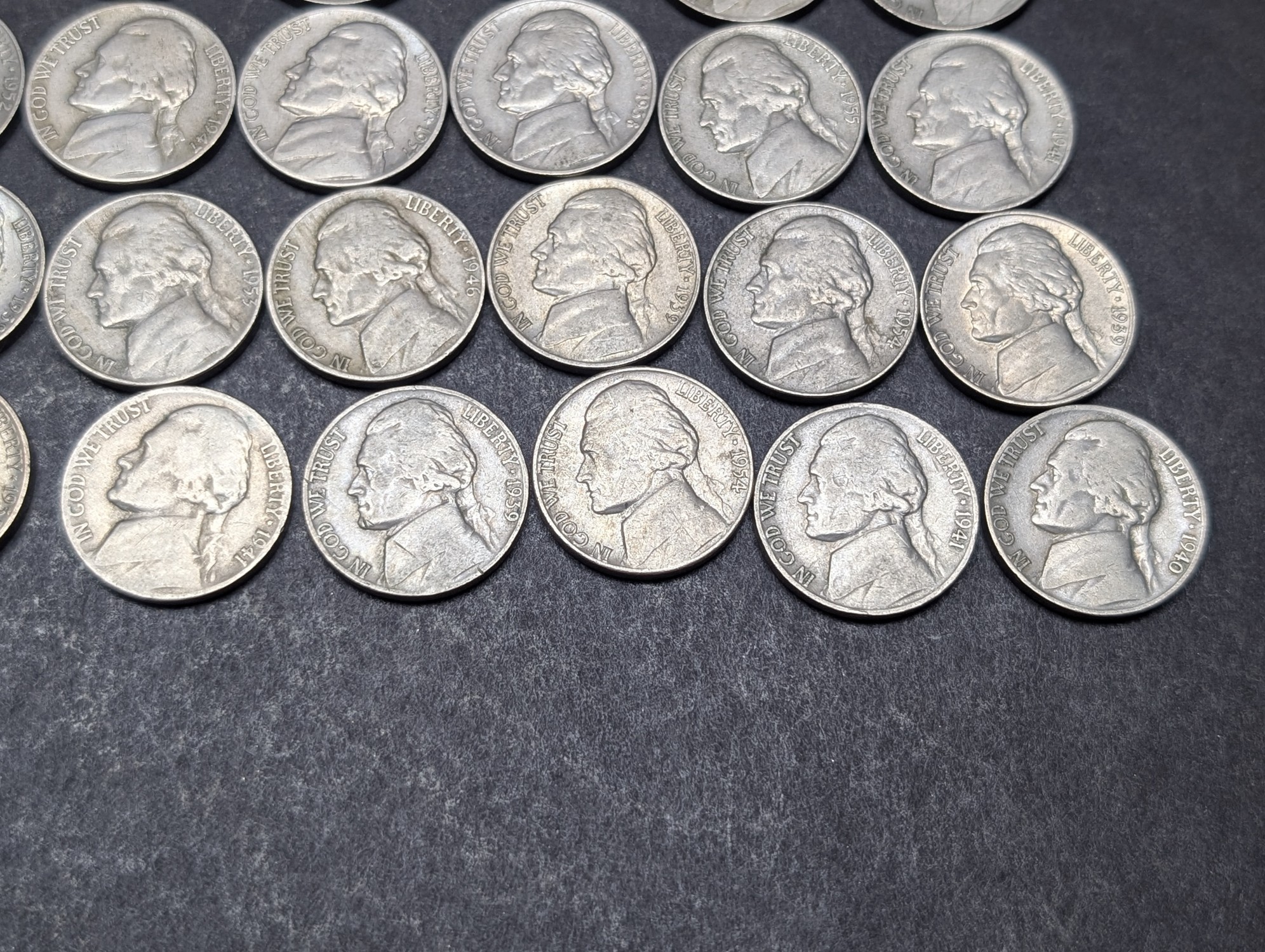 (50) Assorted Mixed Date Jefferson Nickels, No Key Dates