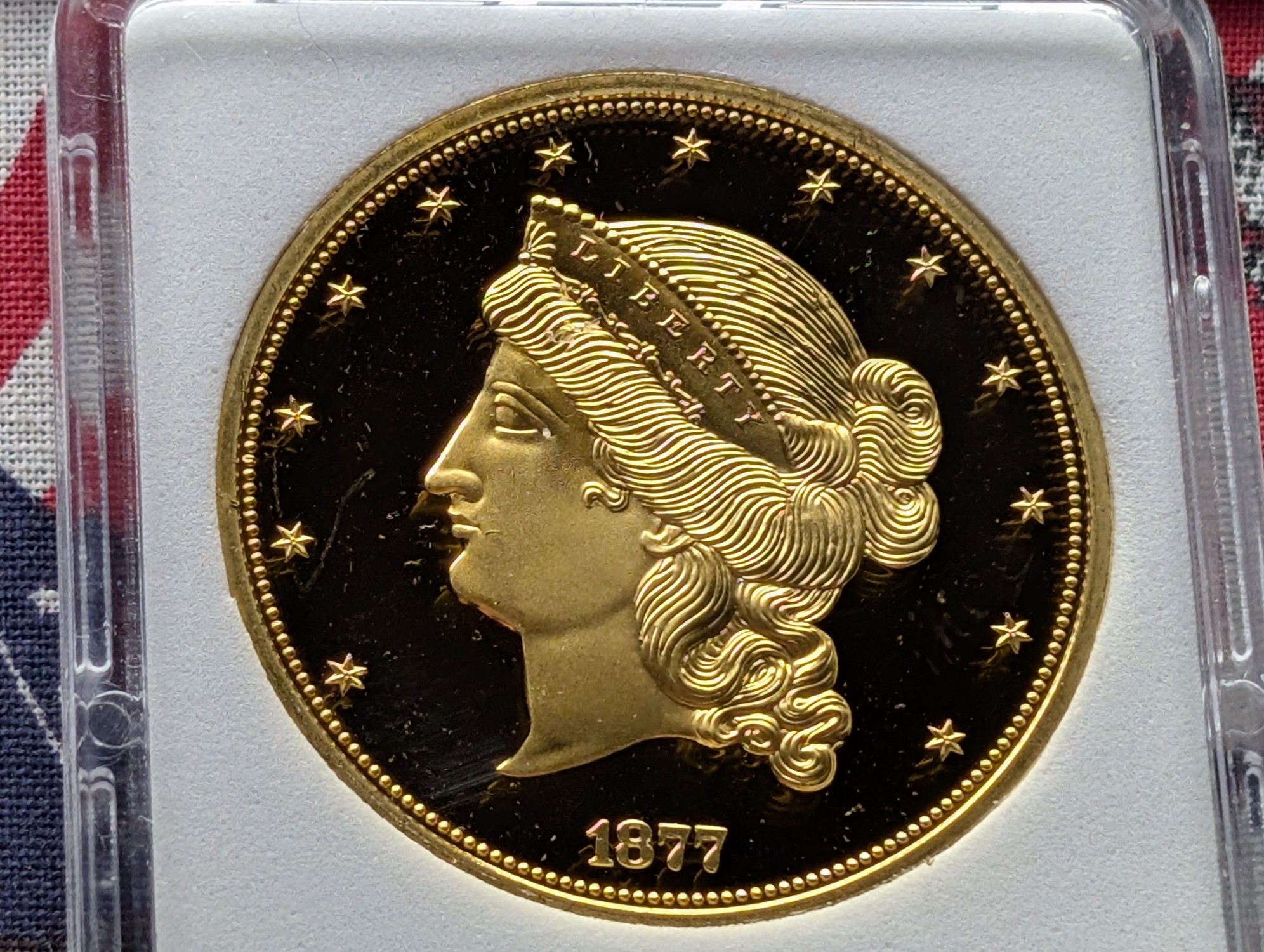 *COPY* 1877 Half Union, Small Head Variant Pattern Replica, PROOF 24KT. Gold Layered
