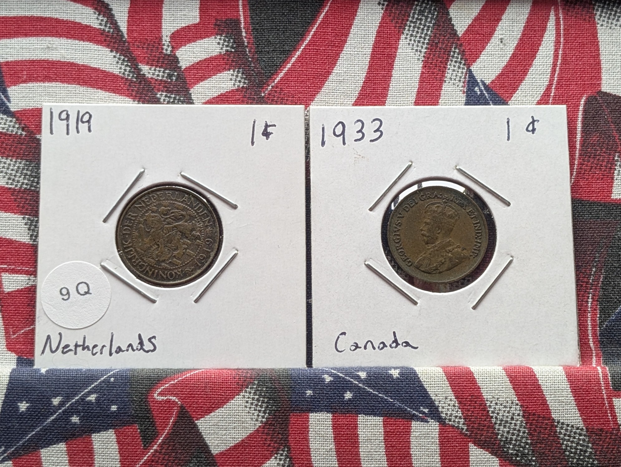 1919 Netherlands One Cent & 1933 Canada One Cent