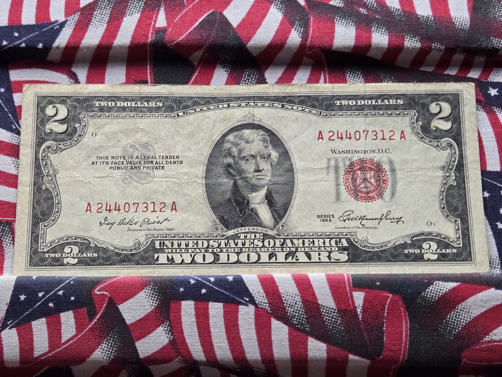 1953 Series U.S. $2 Red Seal Note