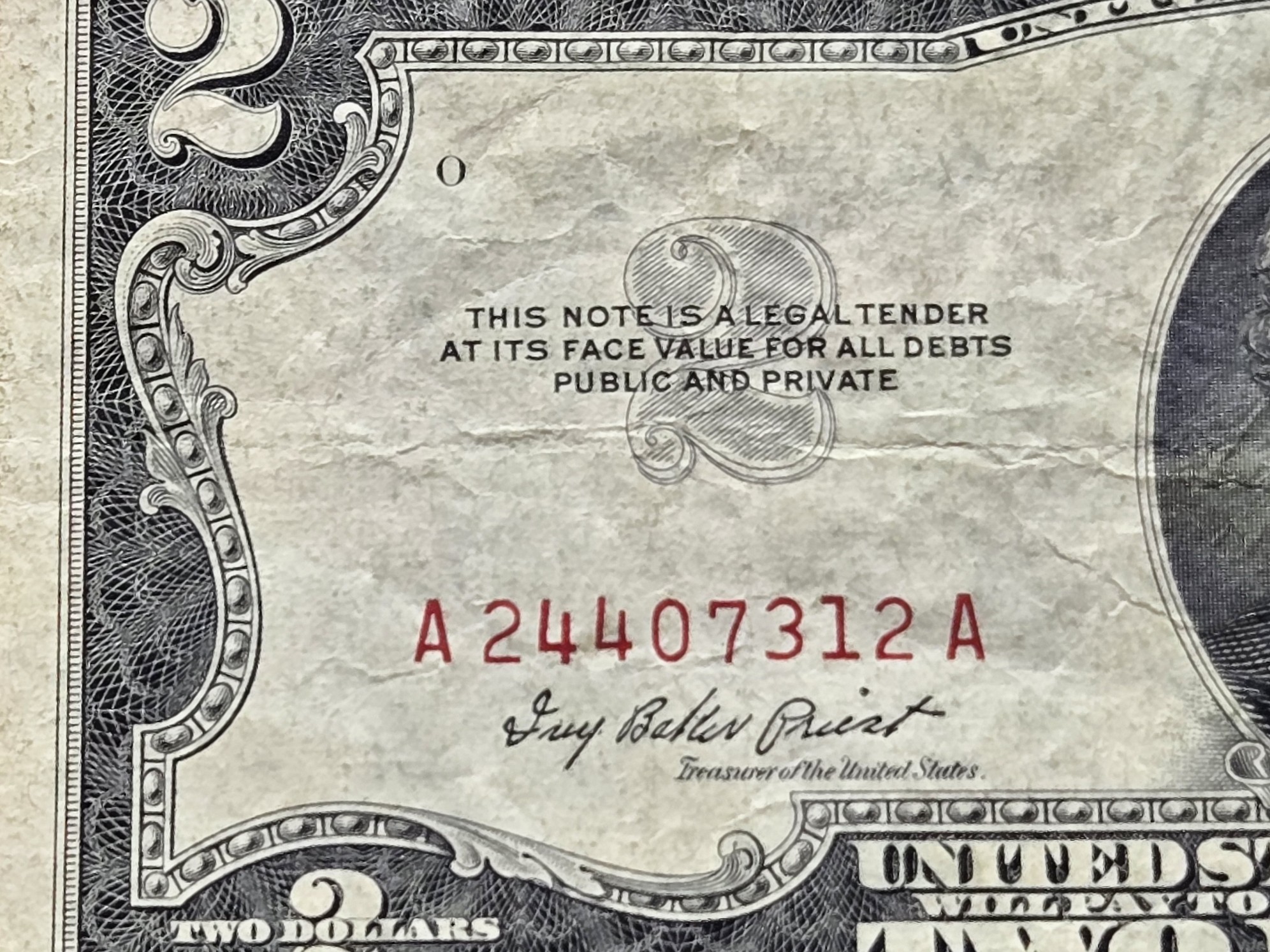 1953 Series U.S. $2 Red Seal Note