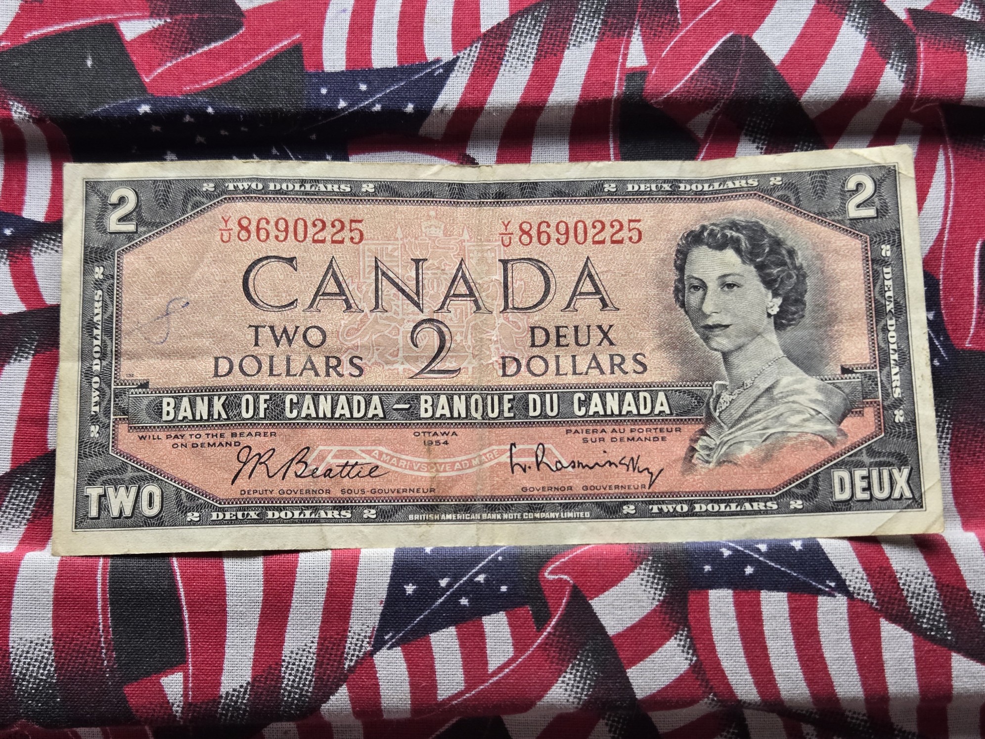 1954 Canada $1 & $2 Note - Includes Stamp