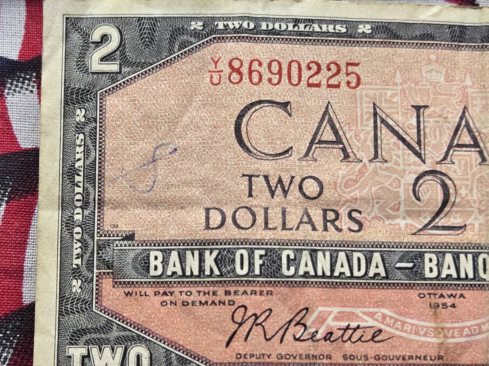 1954 Canada $1 & $2 Note - Includes Stamp