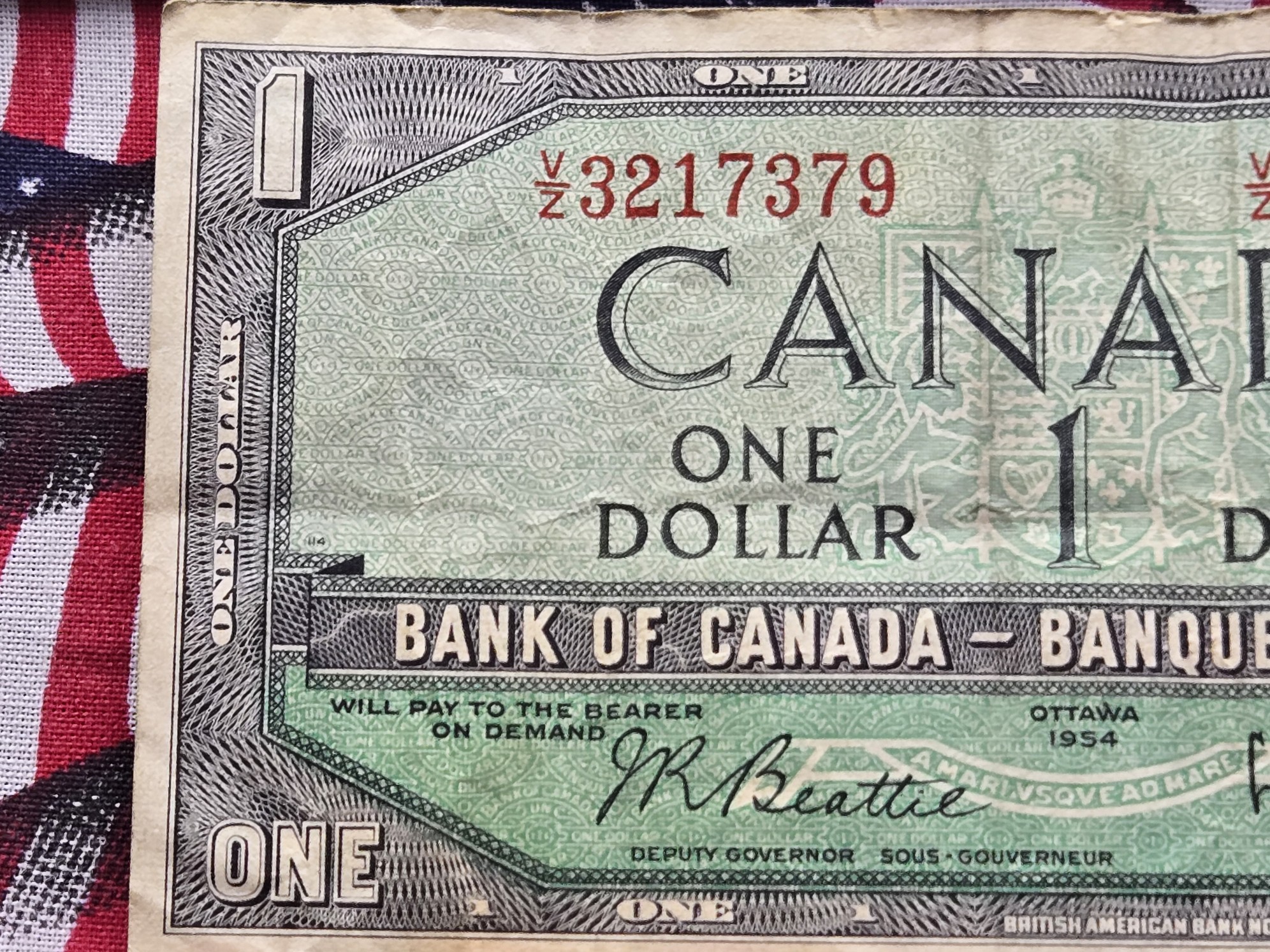 1954 Canada $1 & $2 Note - Includes Stamp
