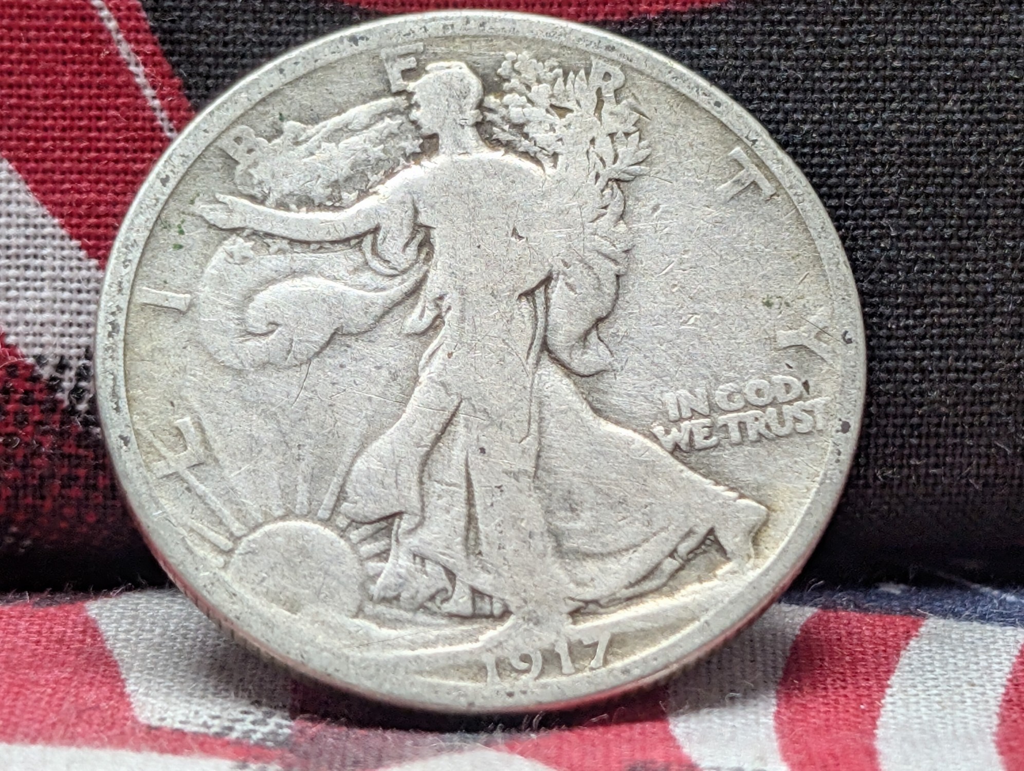 1917 Walking Liberty 90% Silver Half Dollar