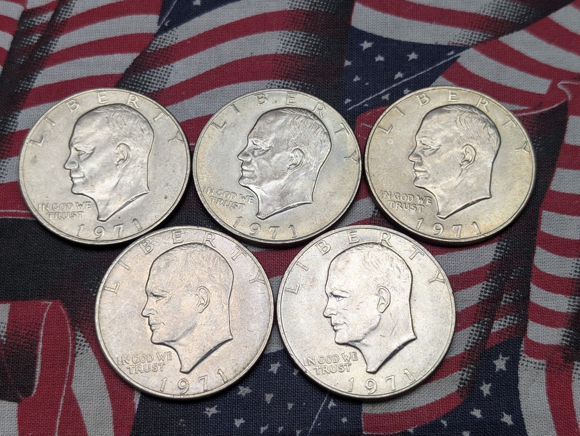 (5) 1971 Eisenhower Dollars