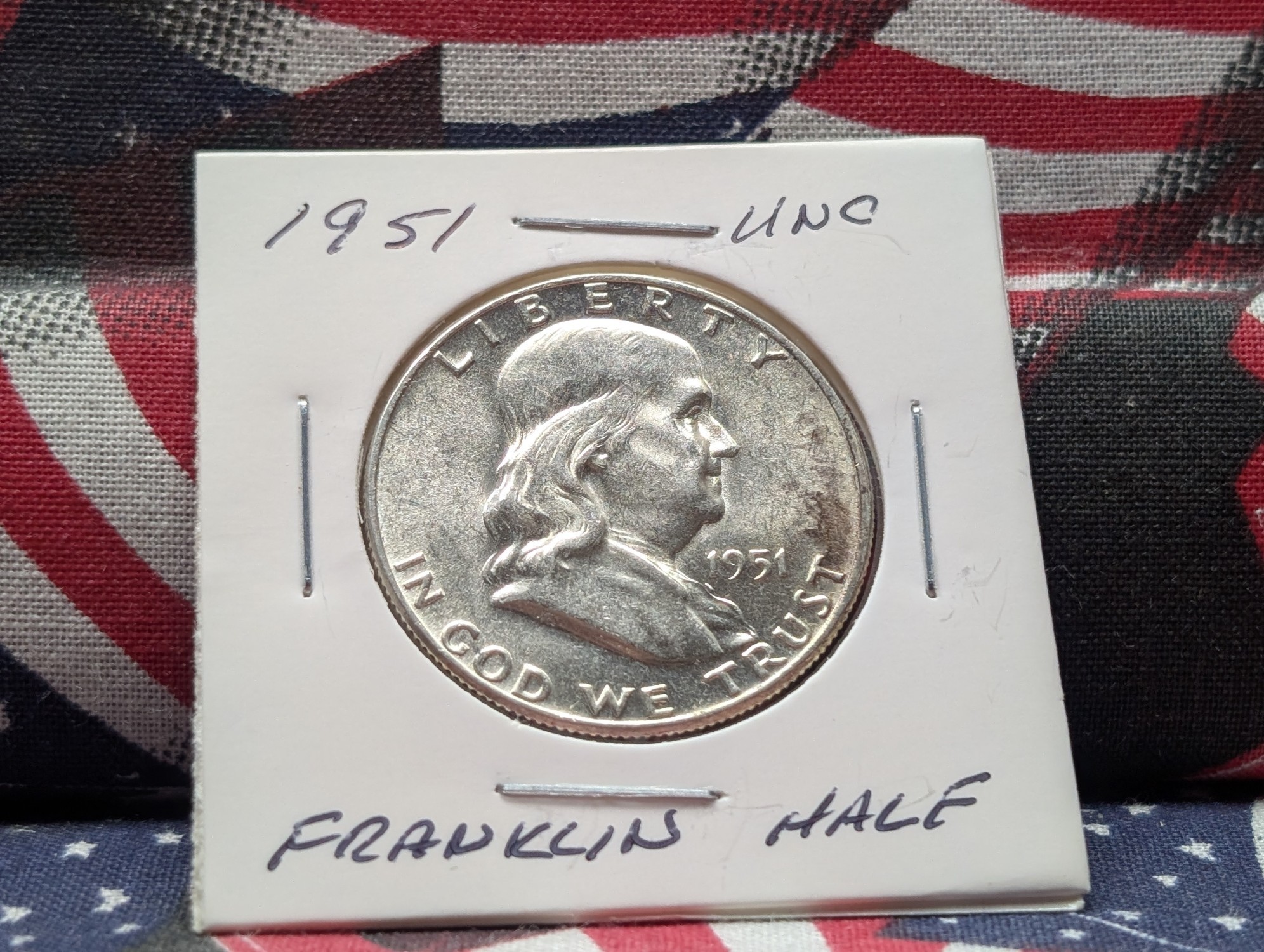 1951 Franklin 90% Silver Half Dollar - Unc.