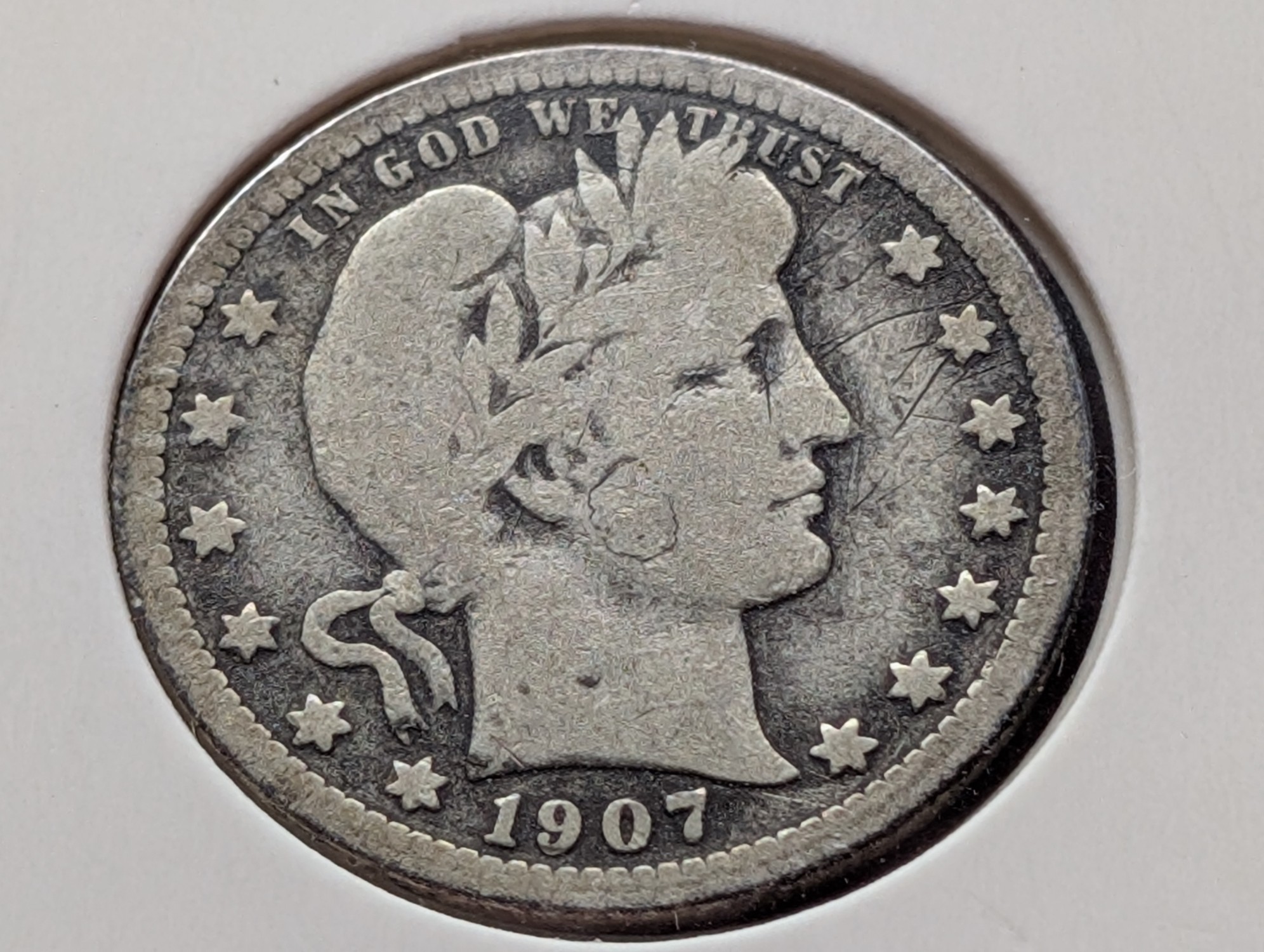 1907-O Barber 90% Silver Quarter