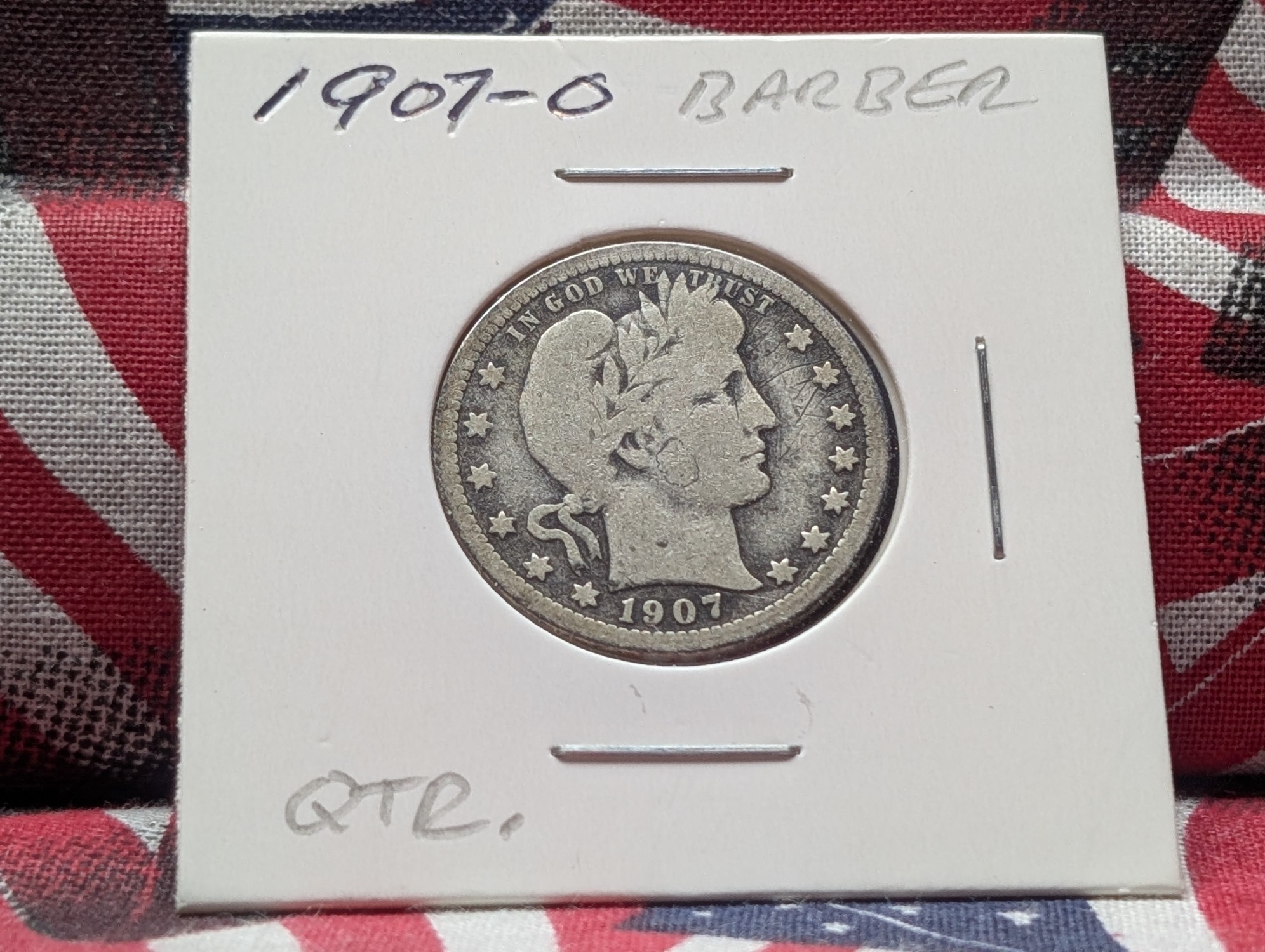 1907-O Barber 90% Silver Quarter