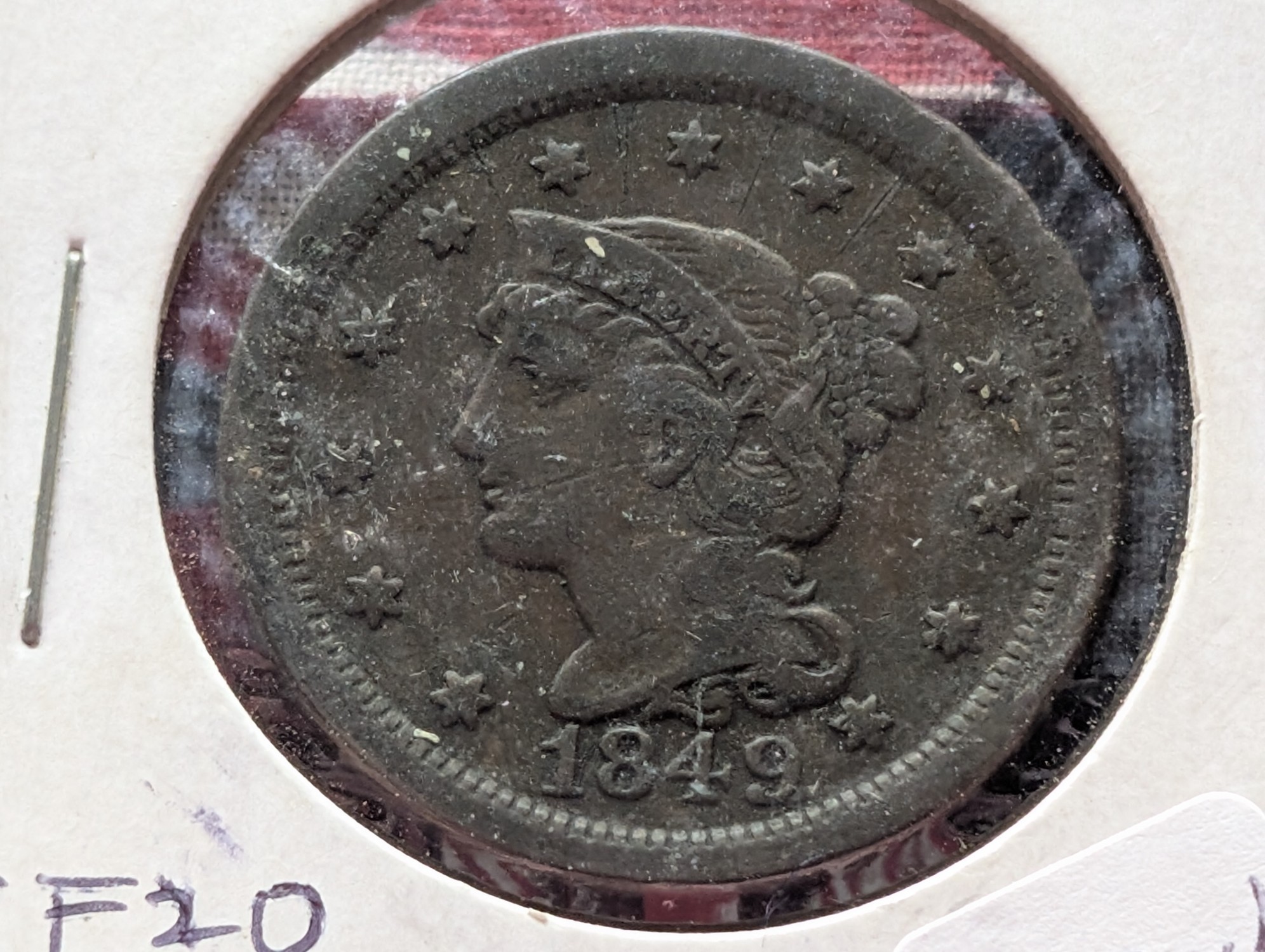 1849 Braided Hair Large Cent - VF