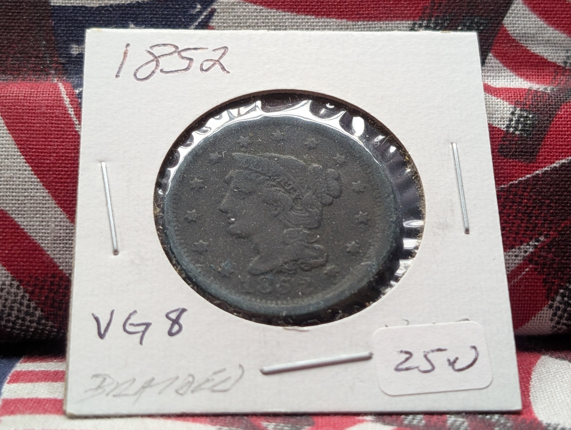 1852 Braided Hair Large Cent - VG