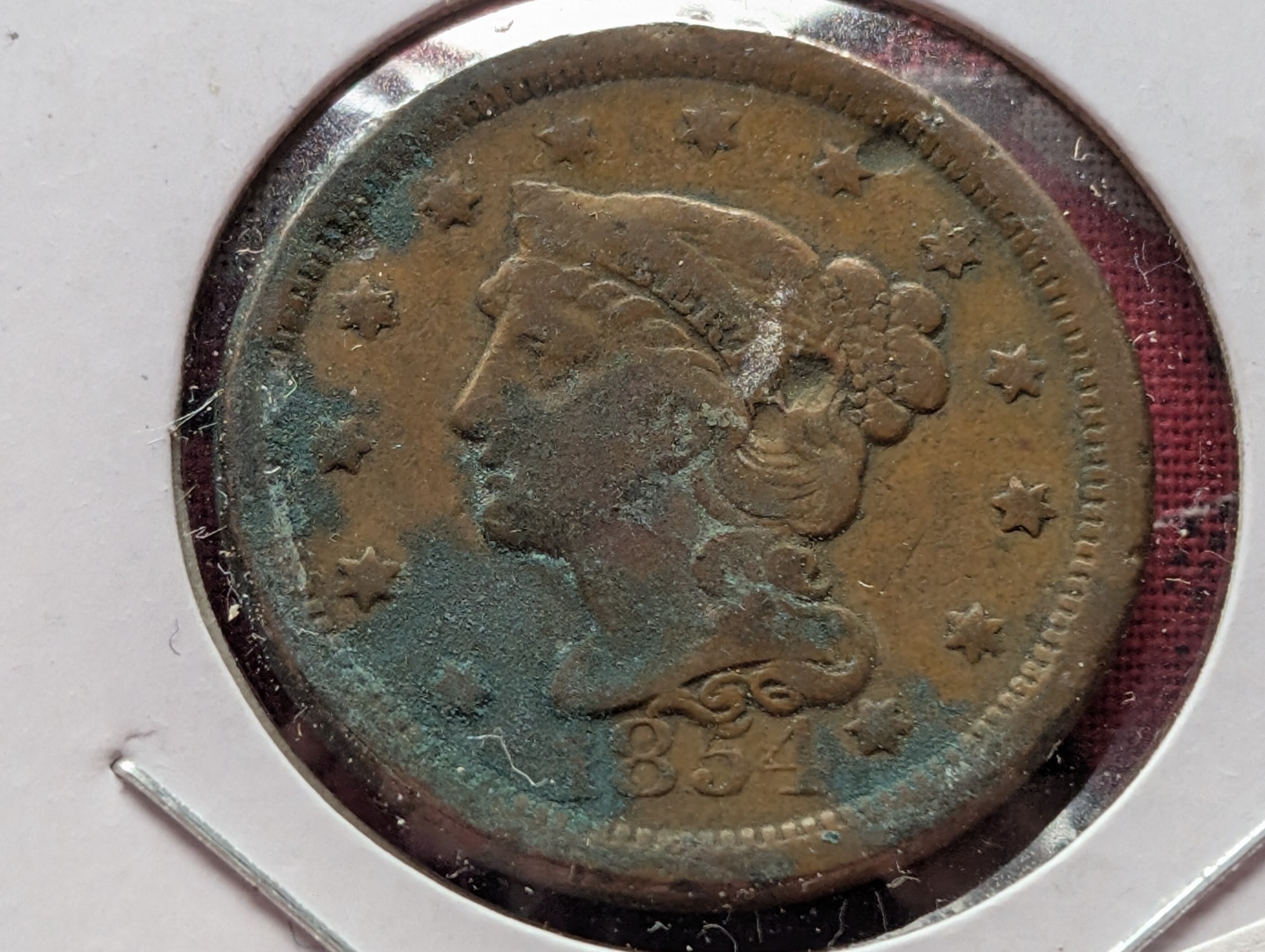 1854 Braided Hair Large Cent - F