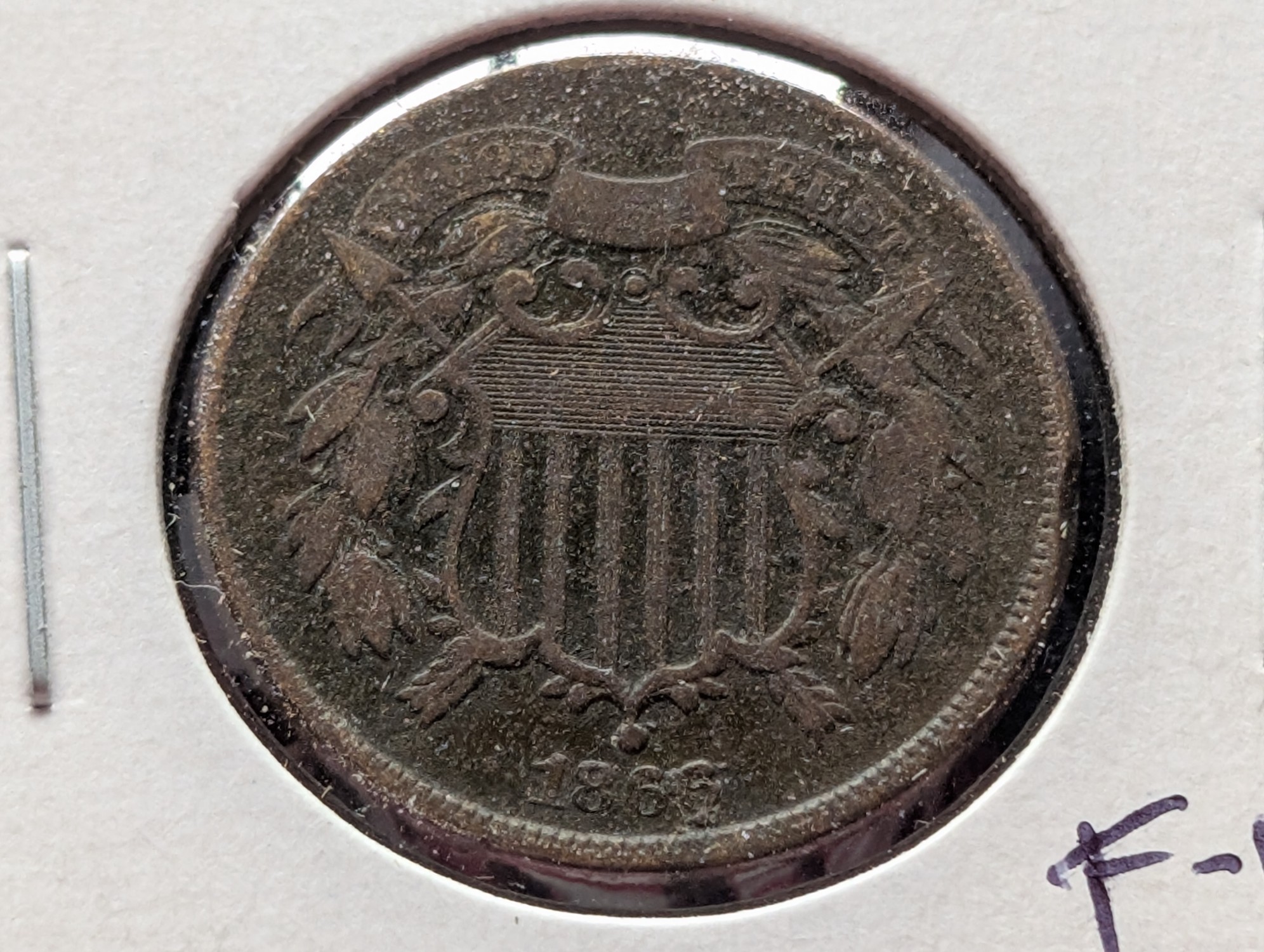 1866 Two Cent Piece - F