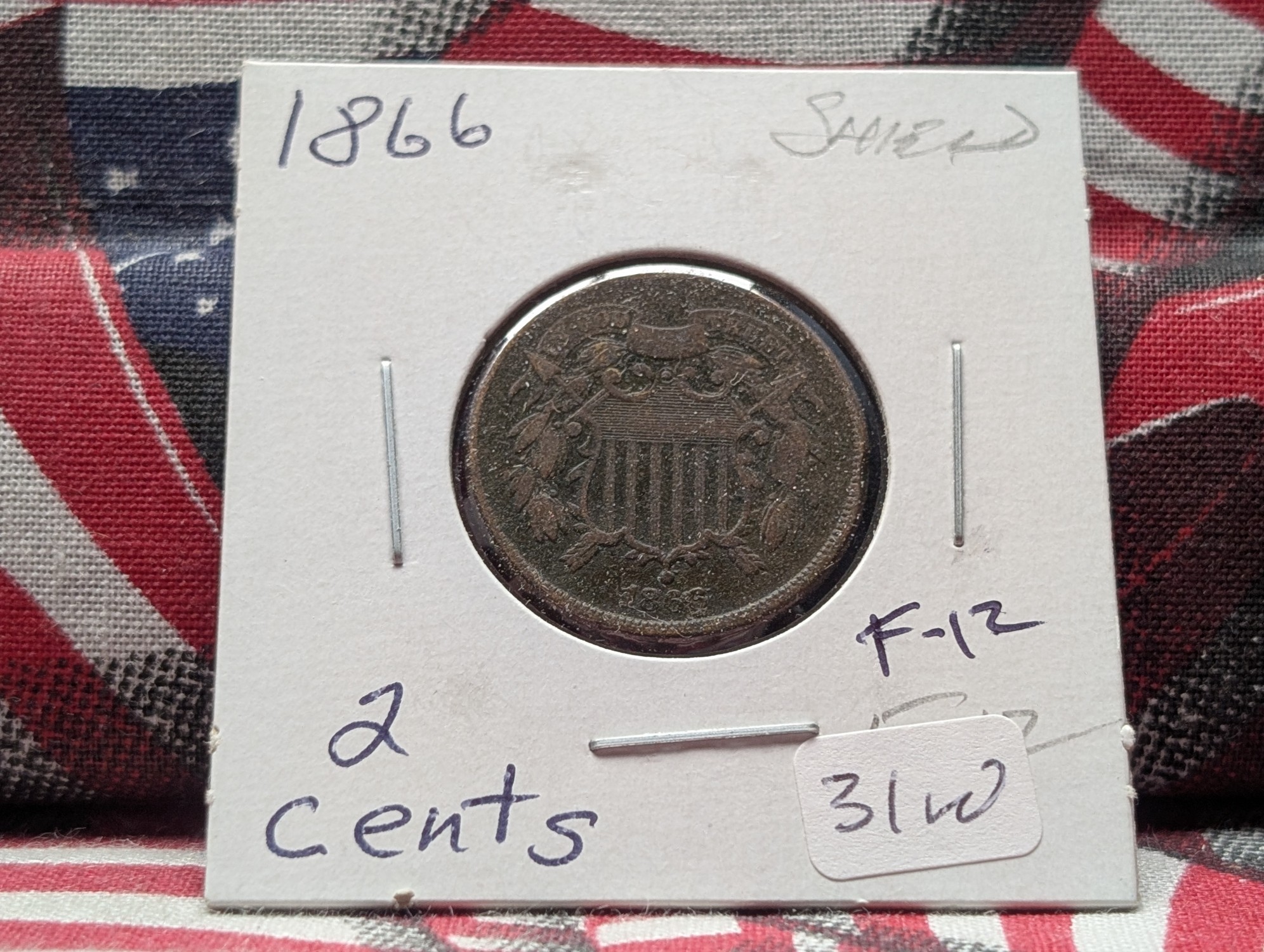 1866 Two Cent Piece - F