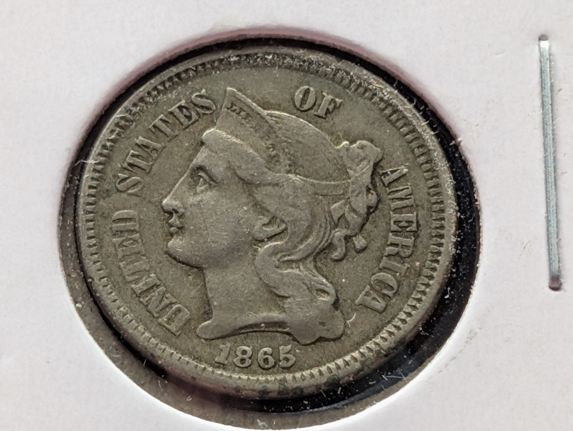 1865 Three Cent Nickel - VF