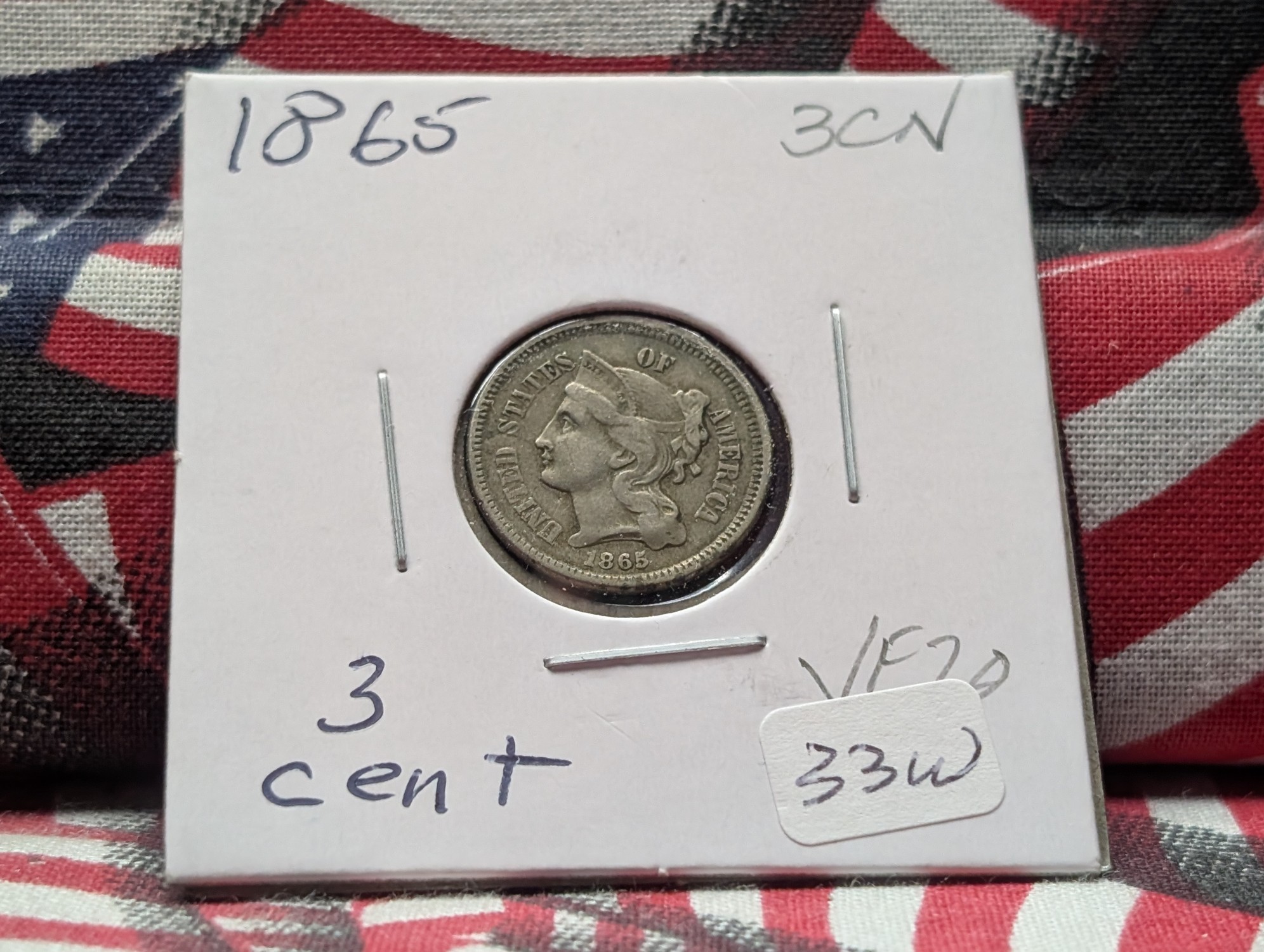 1865 Three Cent Nickel - VF