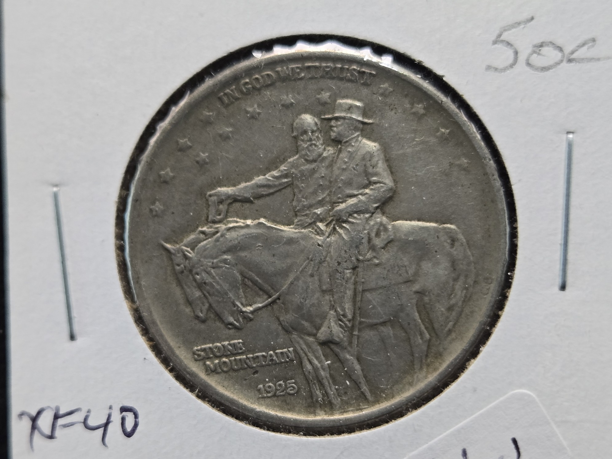 1925 Stone Mountain Commemorative 90% Silver Half Dollar - XF