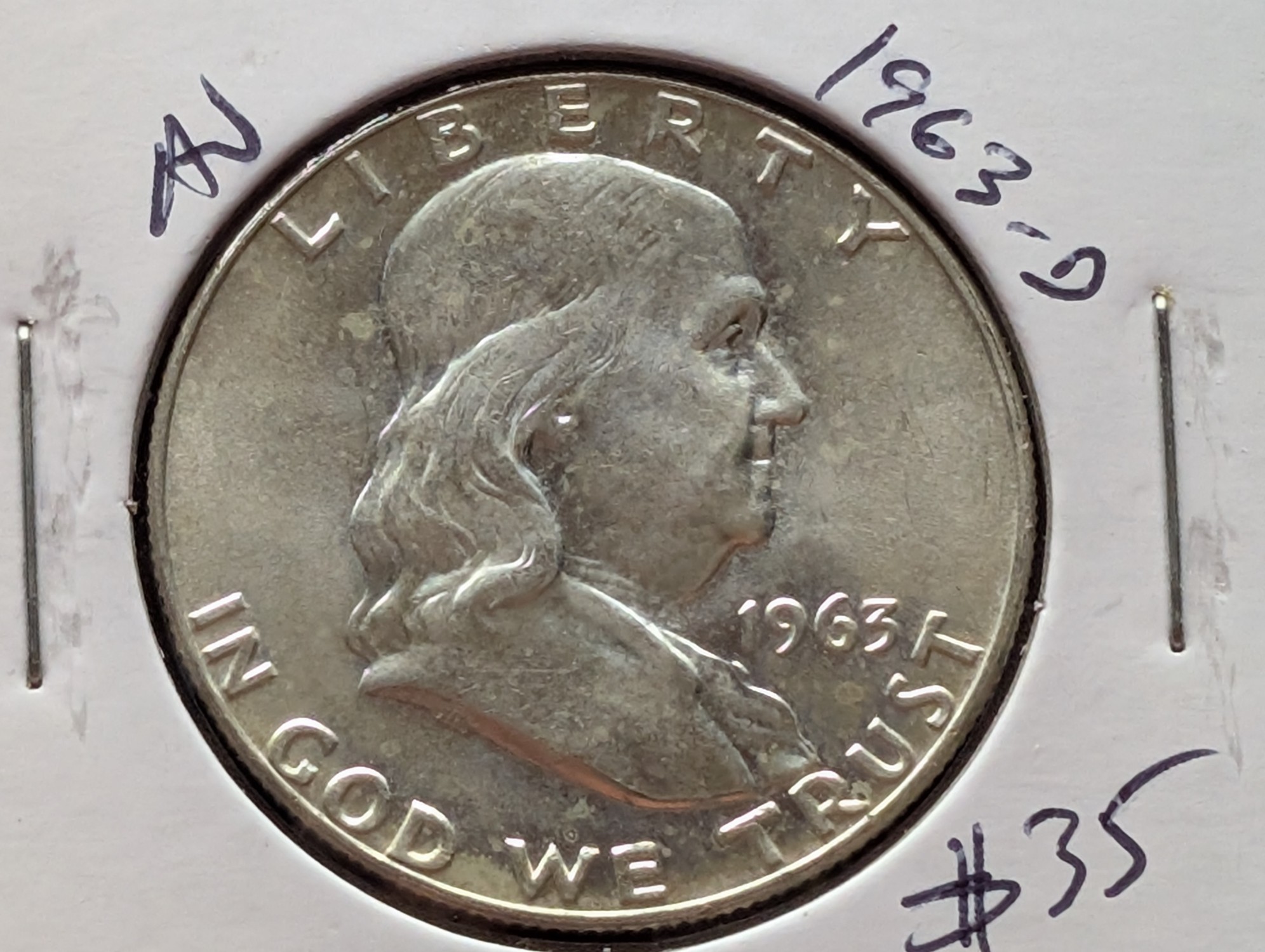 1963-D Franklin 90% Silver Half Dollar