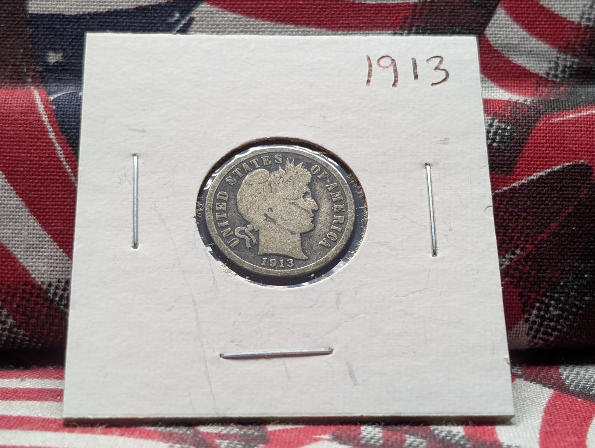 1913 Barber 90% Silver Dime