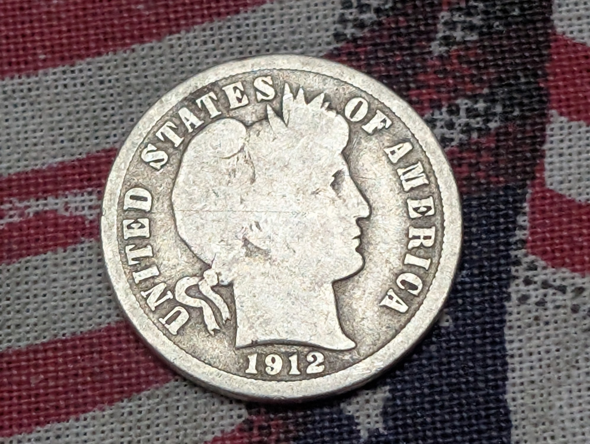 1912 Barber 90% Silver Dime, 114 Years old!