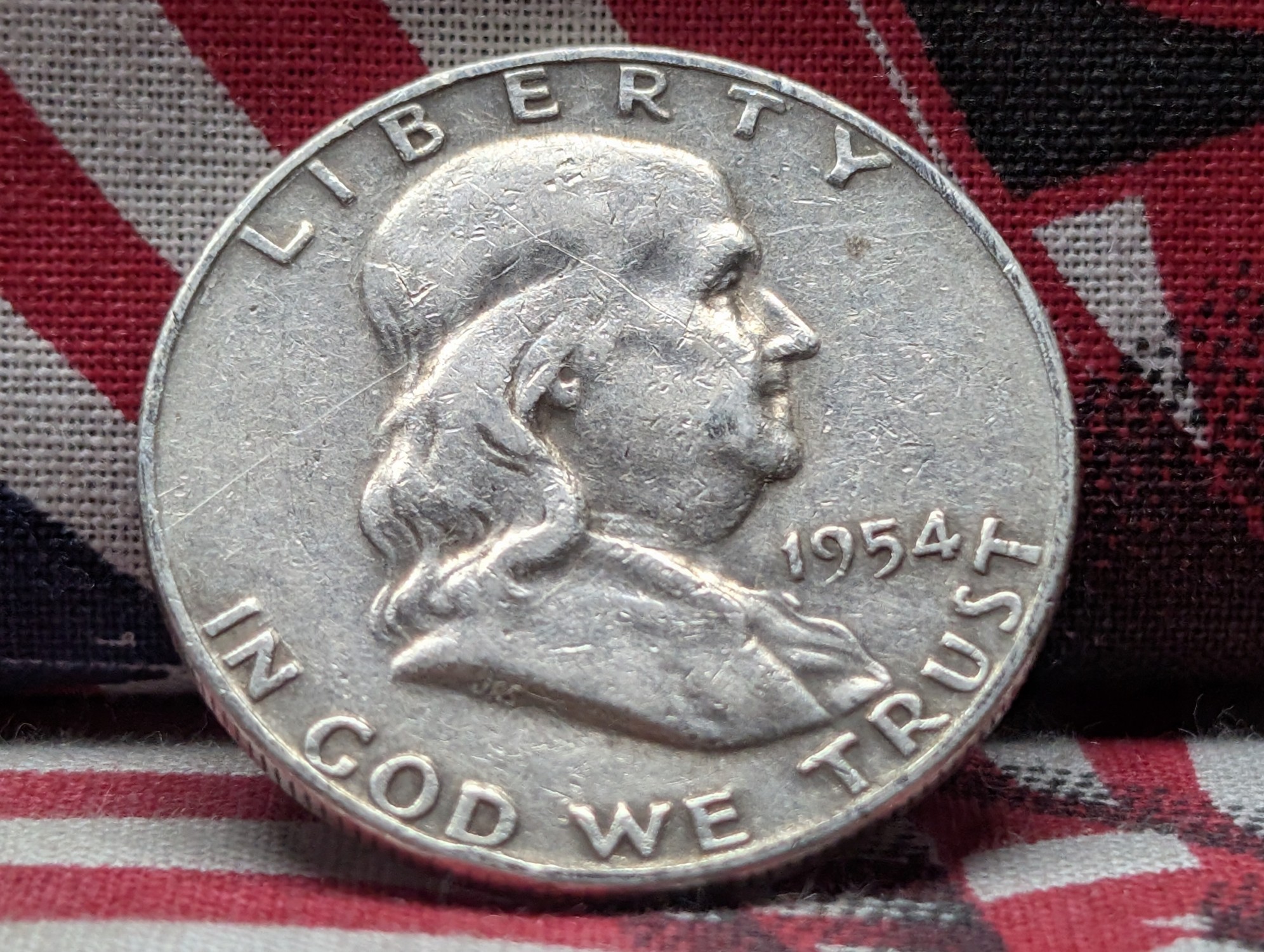 1954-D Franklin 90% Silver Half Dollar, 72 years old