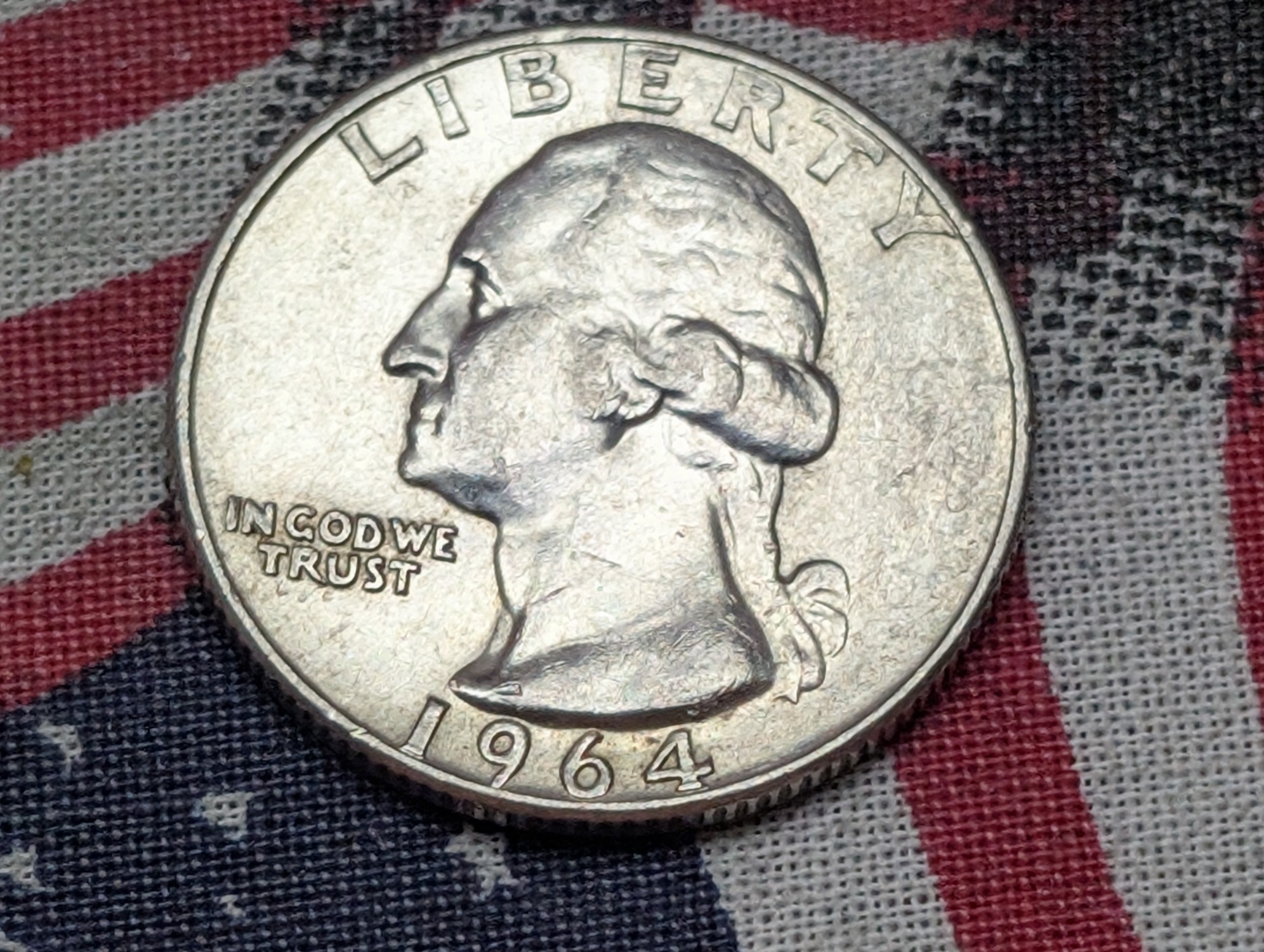 1964-D Washington 90% Silver Quarter, UNC, 62 Years old