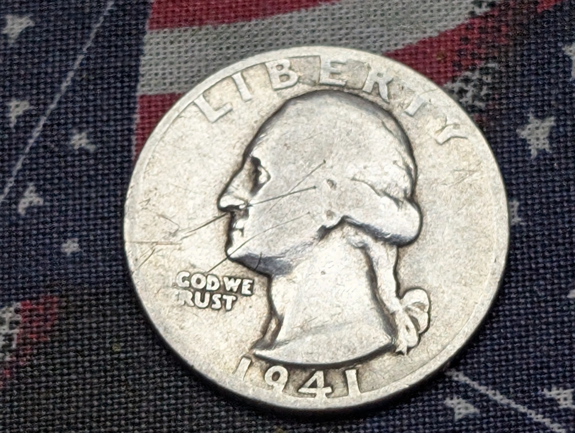 1941-S Washington 90% Silver Quarter, WWII Era, 85 Years old