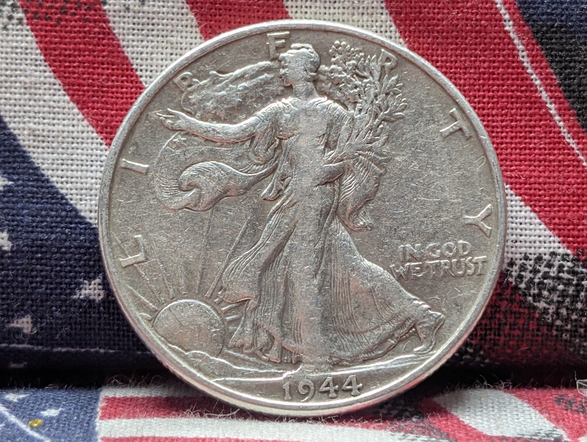 1944 Walking Liberty 90% Silver Half Dollar - VF, Great Lines, WWII ERA, 82 years old