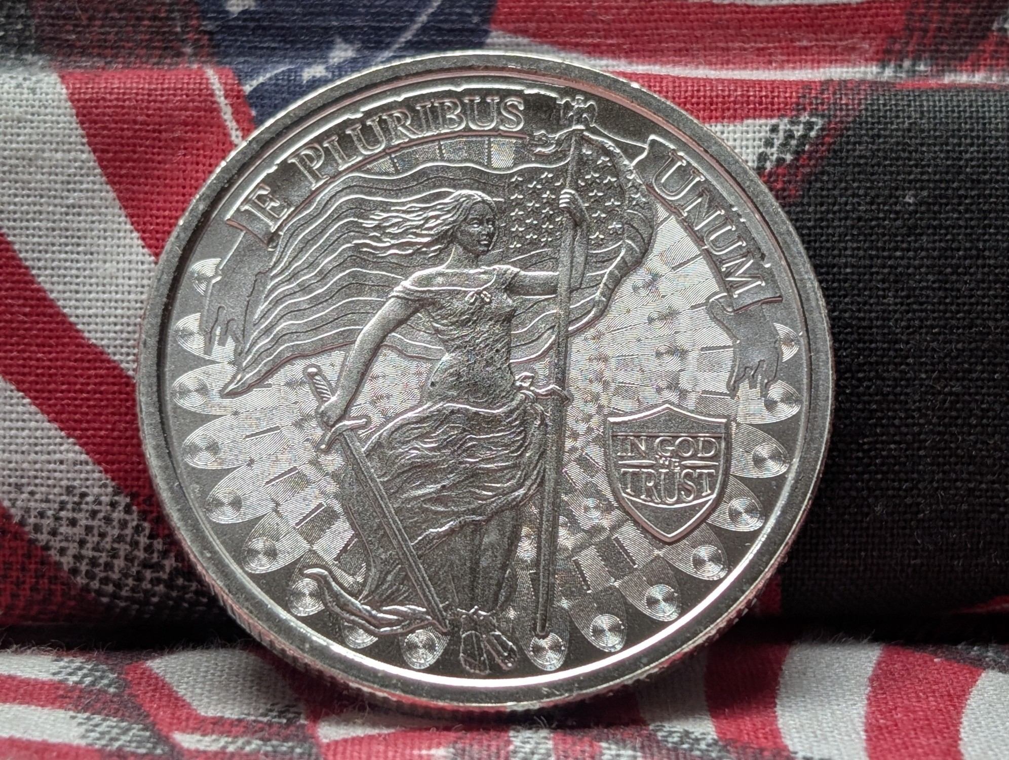 One Troy Oz. .999 Fine Silver Liberty w/ Sword & Snake Round