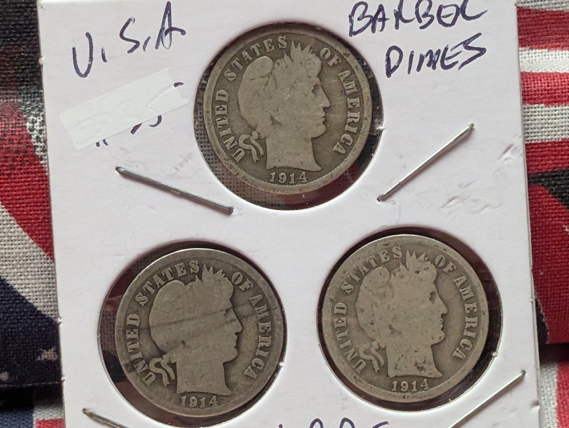 1914, 1914-D, & 1914-S Barber 90% Silver Dimes - Complete Year Set!