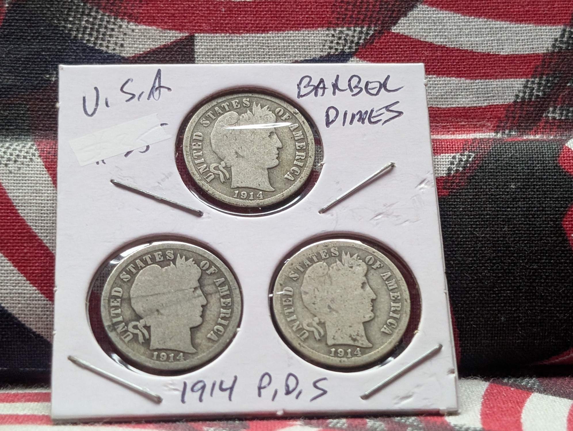 1914, 1914-D, & 1914-S Barber 90% Silver Dimes - Complete Year Set!