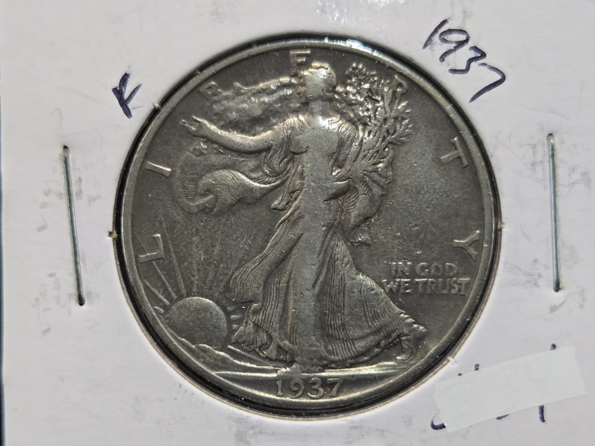 1937 Walking Liberty 90% Silver Half Dollar