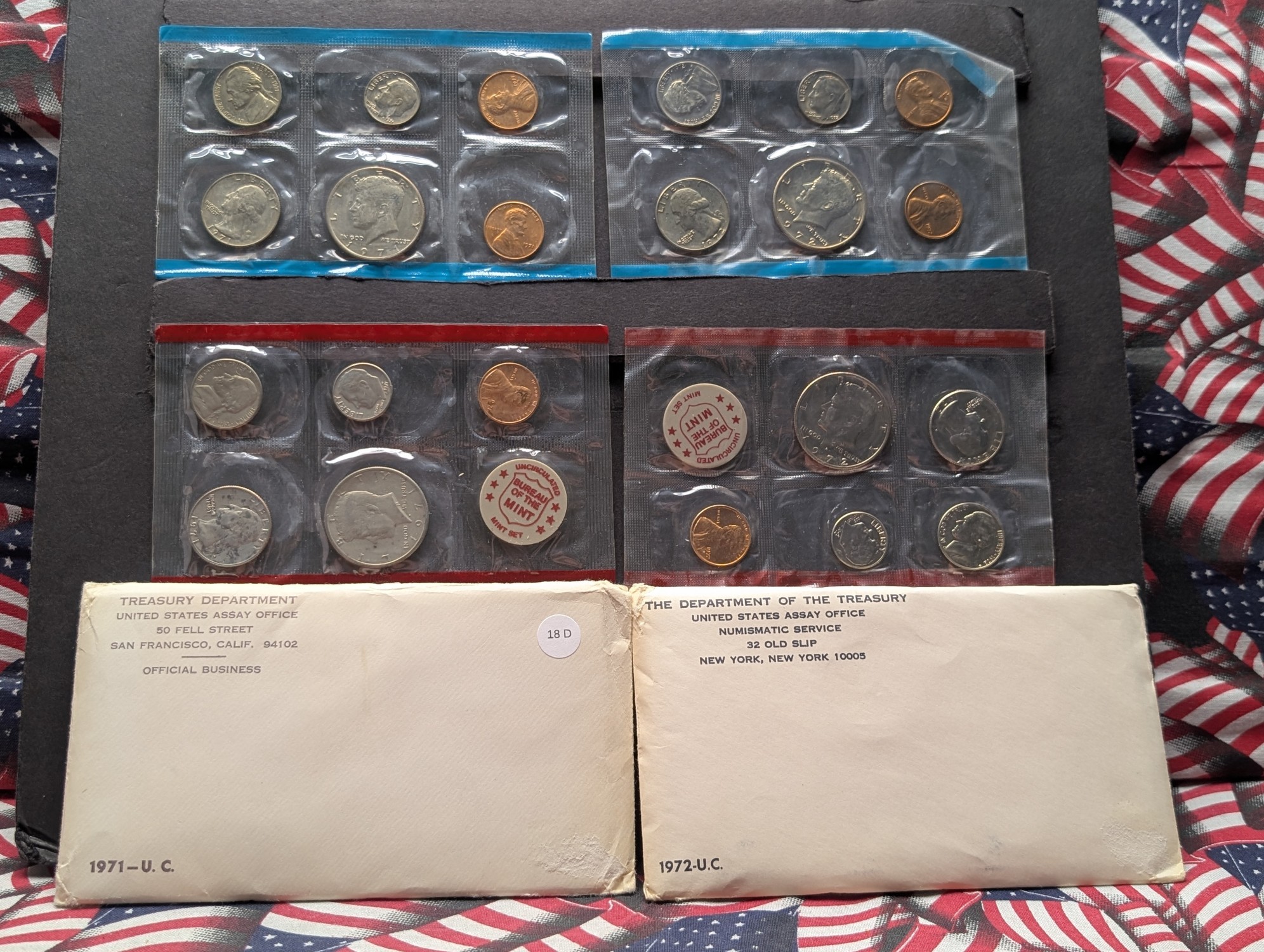 1971 P&D & 1972 P&D U.S. Mint Uncirculated Sets In OGP - Both Include "S" Mint Mark Cents