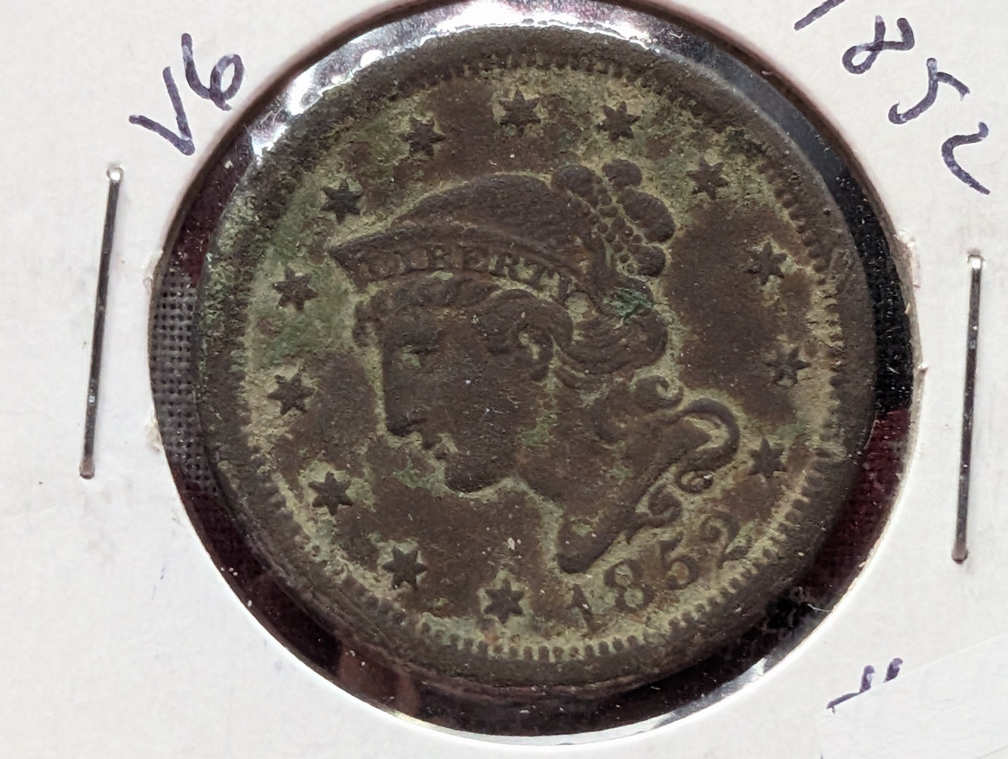 1852 Braided Hair Large Cent - 174 Years Old!