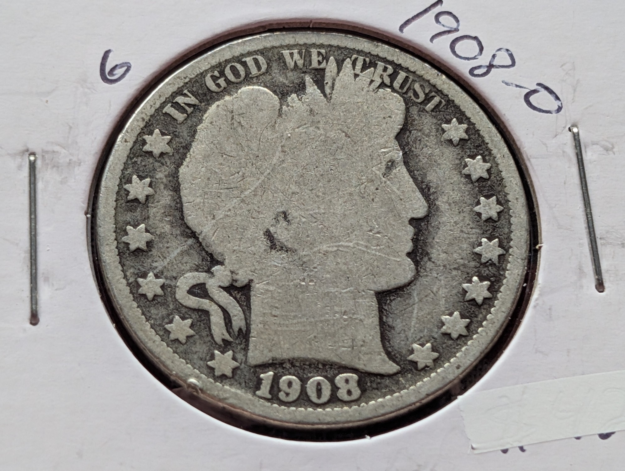 1908-O Barber 90% Silver Half Dollar