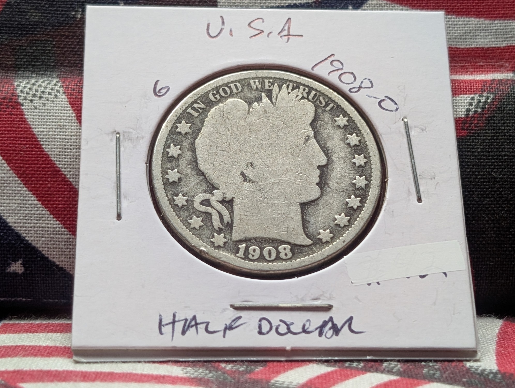 1908-O Barber 90% Silver Half Dollar