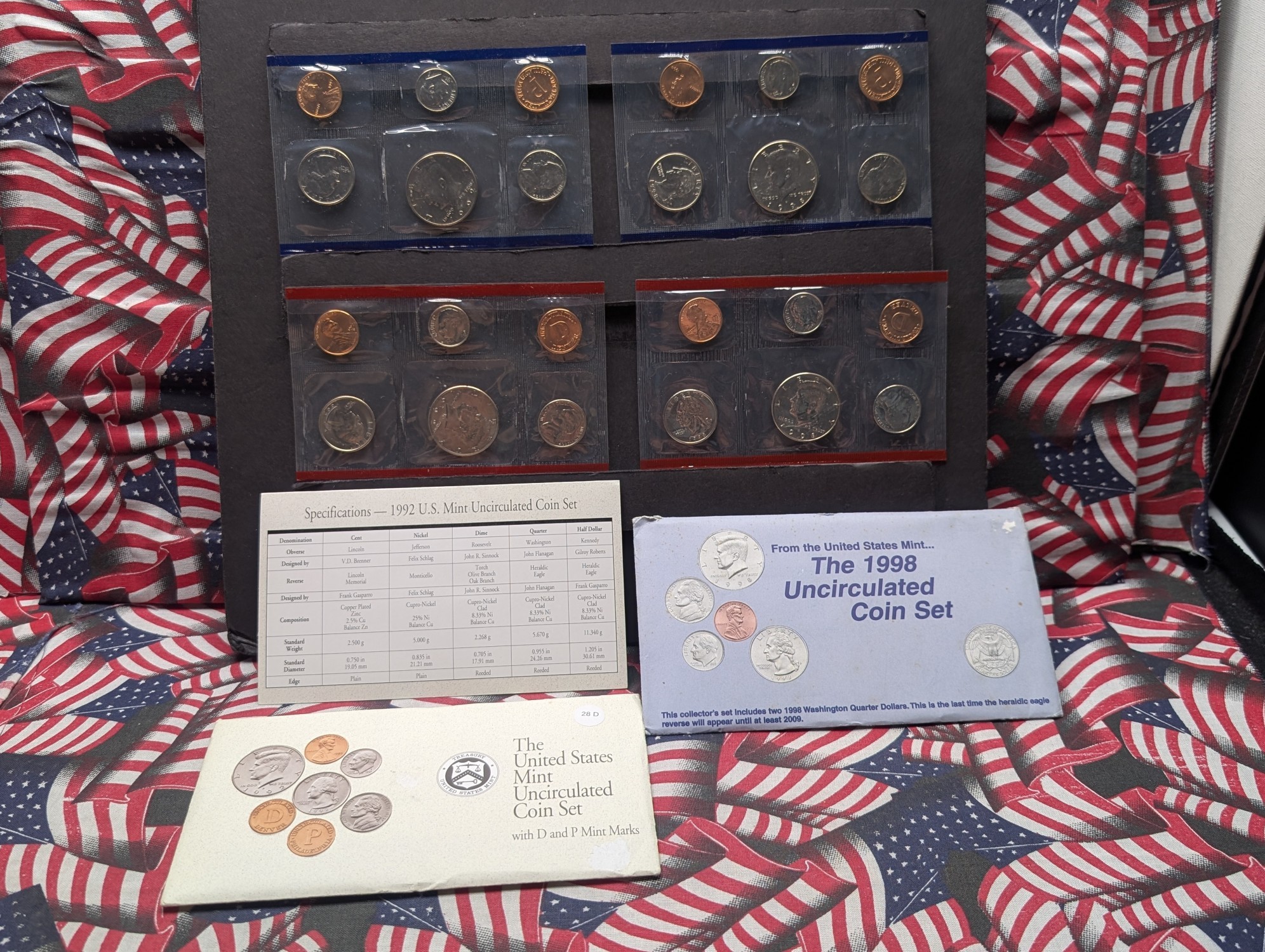 1992 P&D & 1998 P&D U.S. Mint Uncirculated Sets In OGP w/ COA